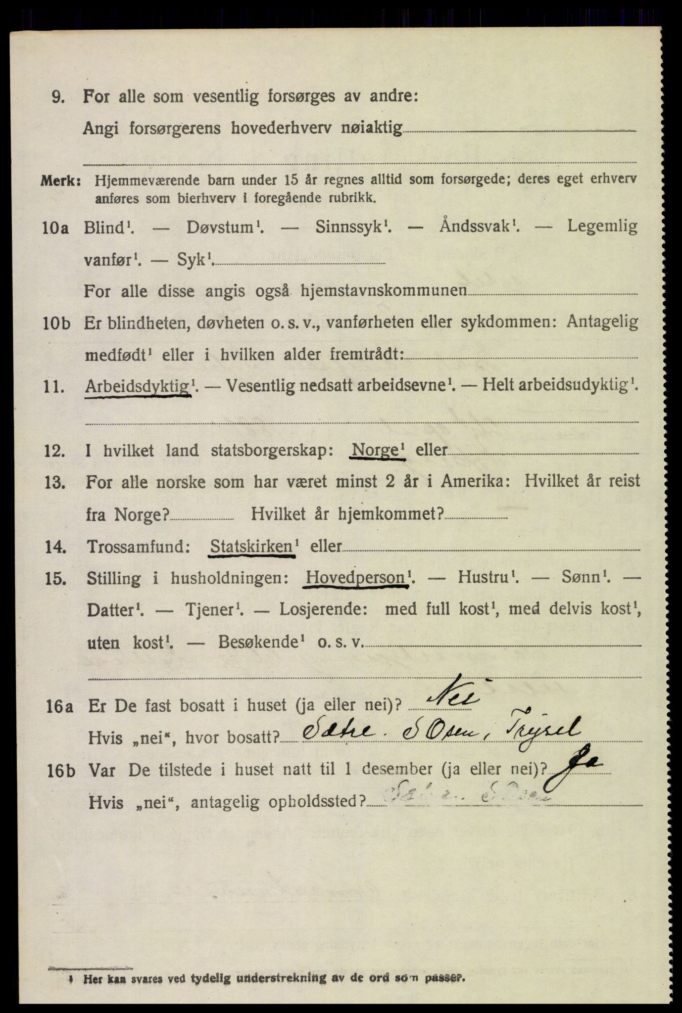 SAH, 1920 census for Trysil, 1920, p. 14862
