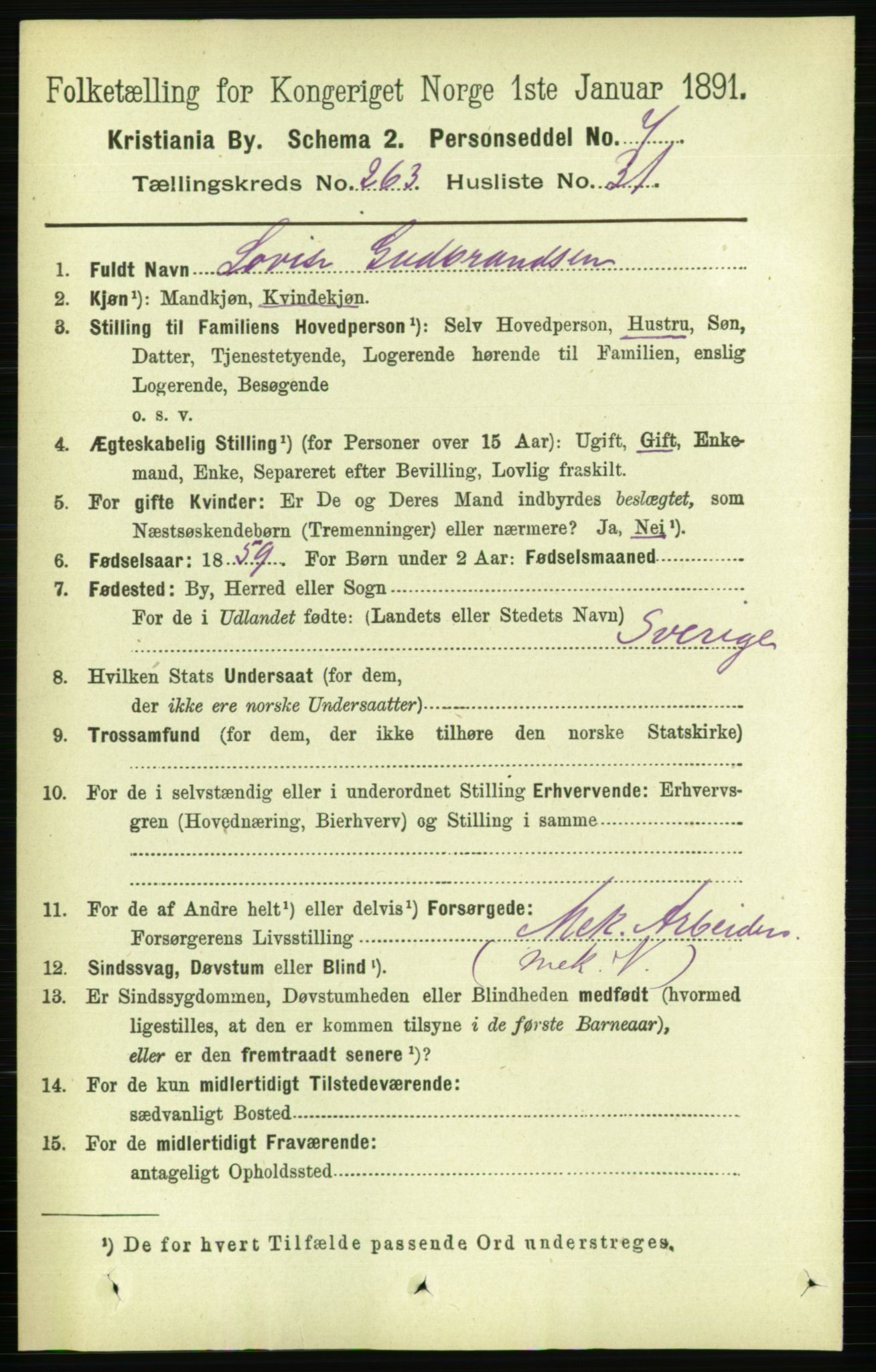RA, 1891 census for 0301 Kristiania, 1891, p. 160038