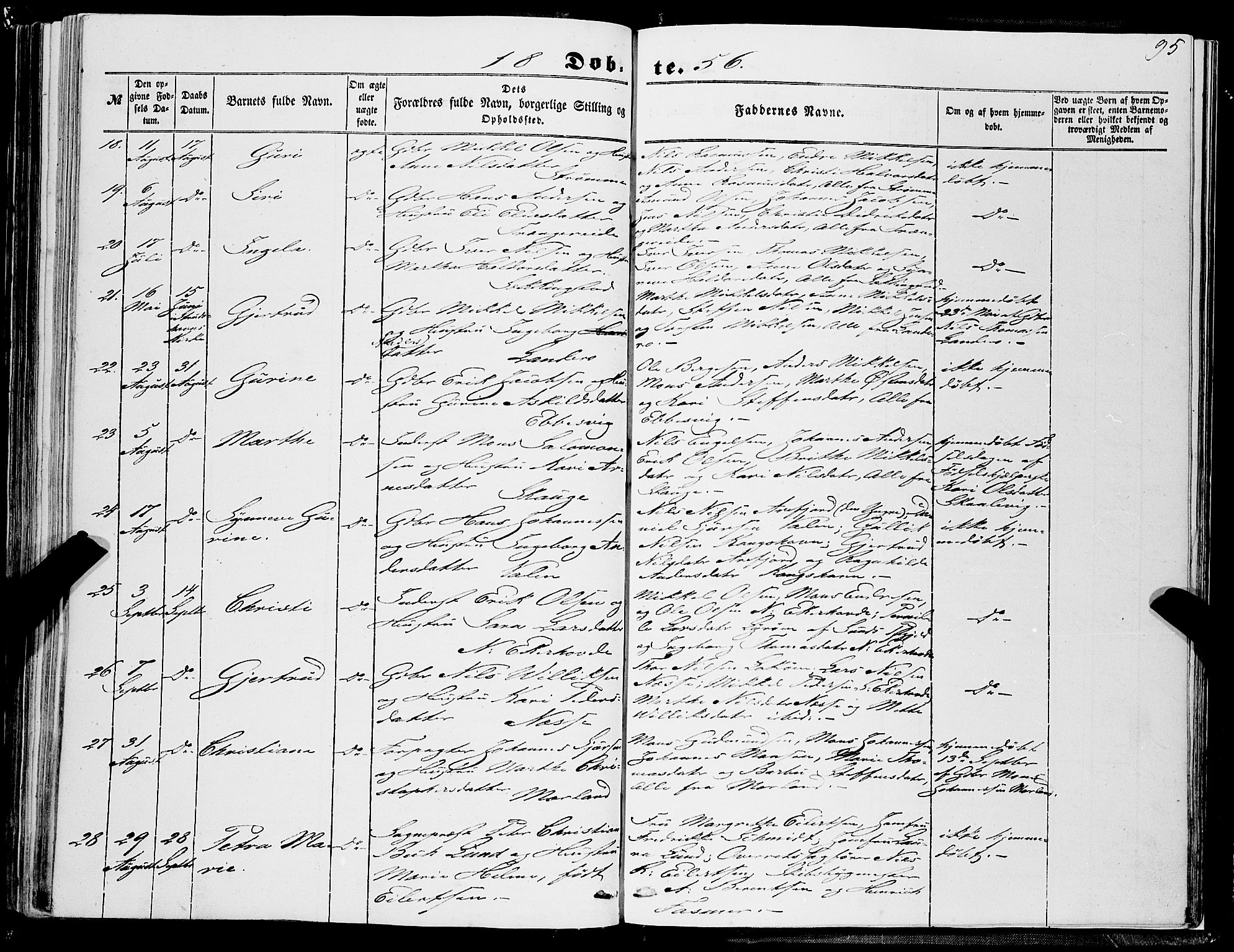 Fjell sokneprestembete, AV/SAB-A-75301/H/Haa: Parish register (official) no. A 2, 1847-1864, p. 95