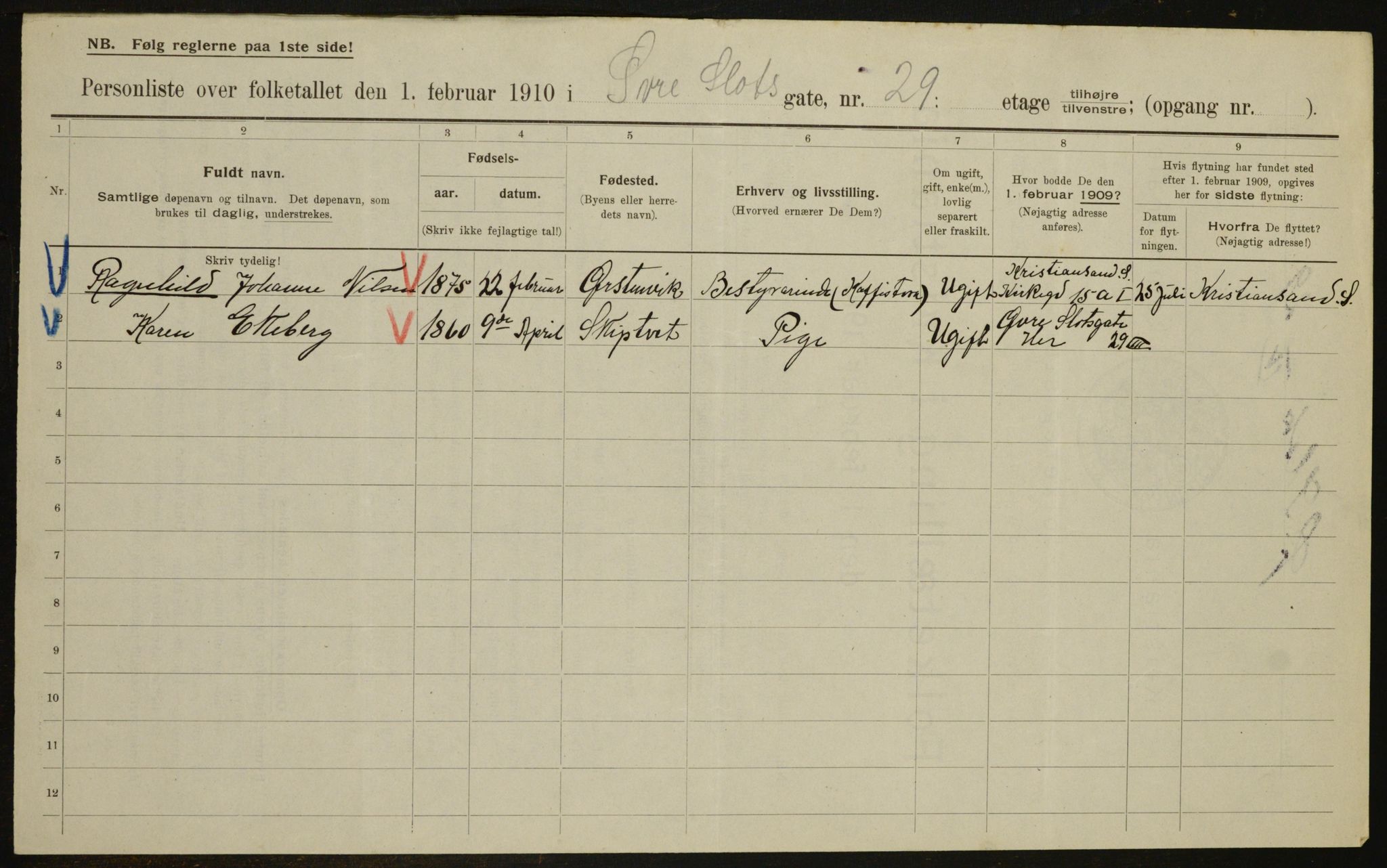 OBA, Municipal Census 1910 for Kristiania, 1910, p. 123260