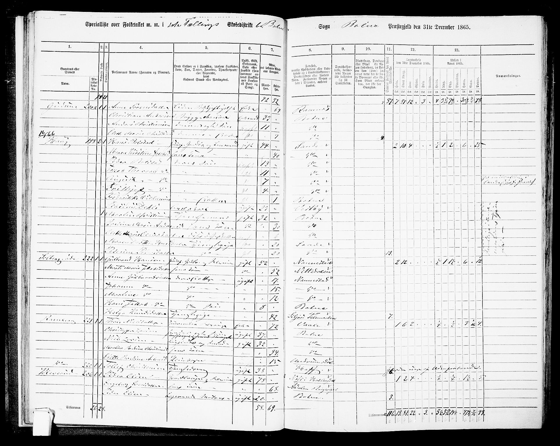 RA, 1865 census for Botne/Botne og Hillestad, 1865, p. 28