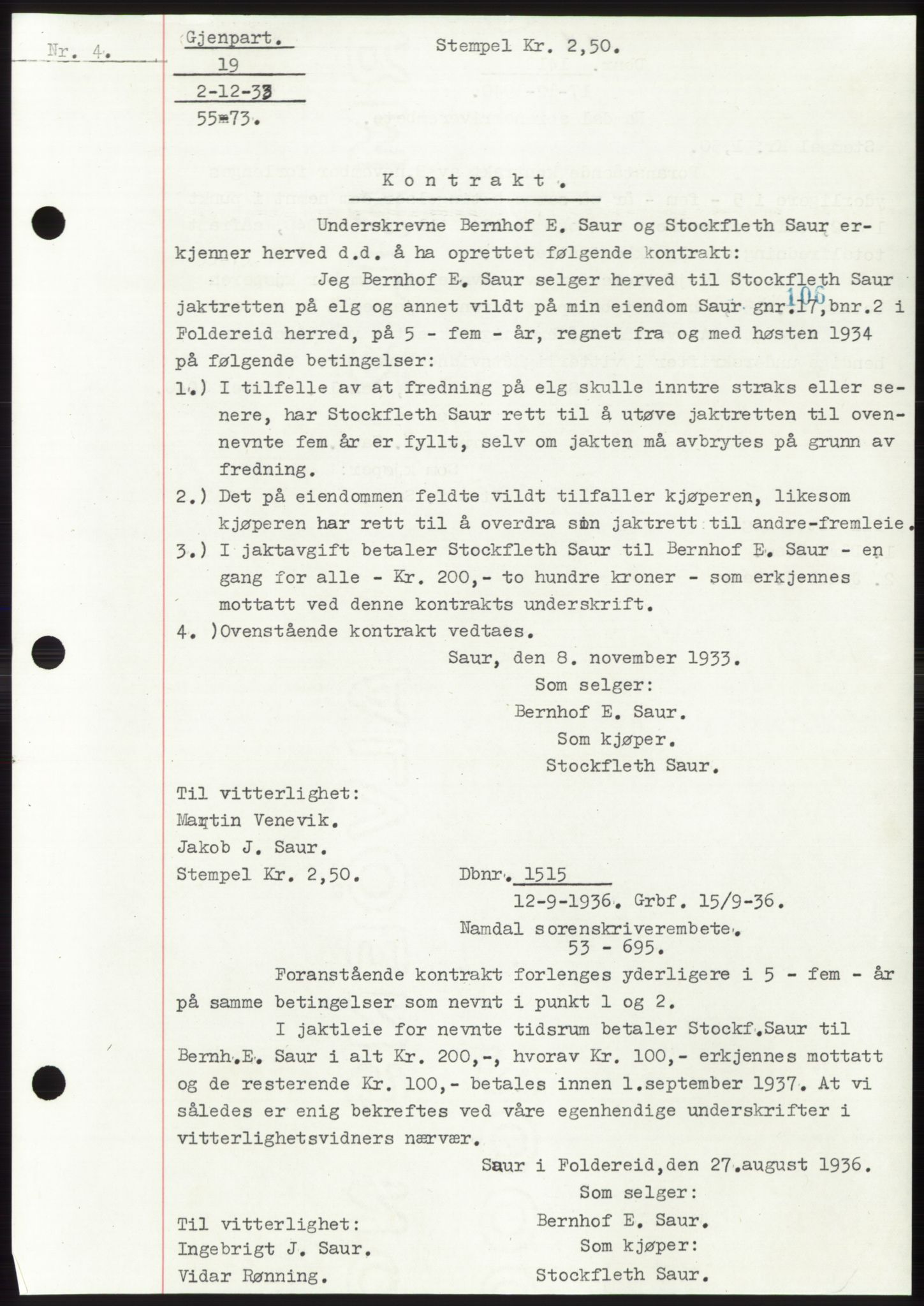 Namdal sorenskriveri, AV/SAT-A-4133/1/2/2C: Mortgage book no. -, 1931-1934, Deed date: 02.12.1933