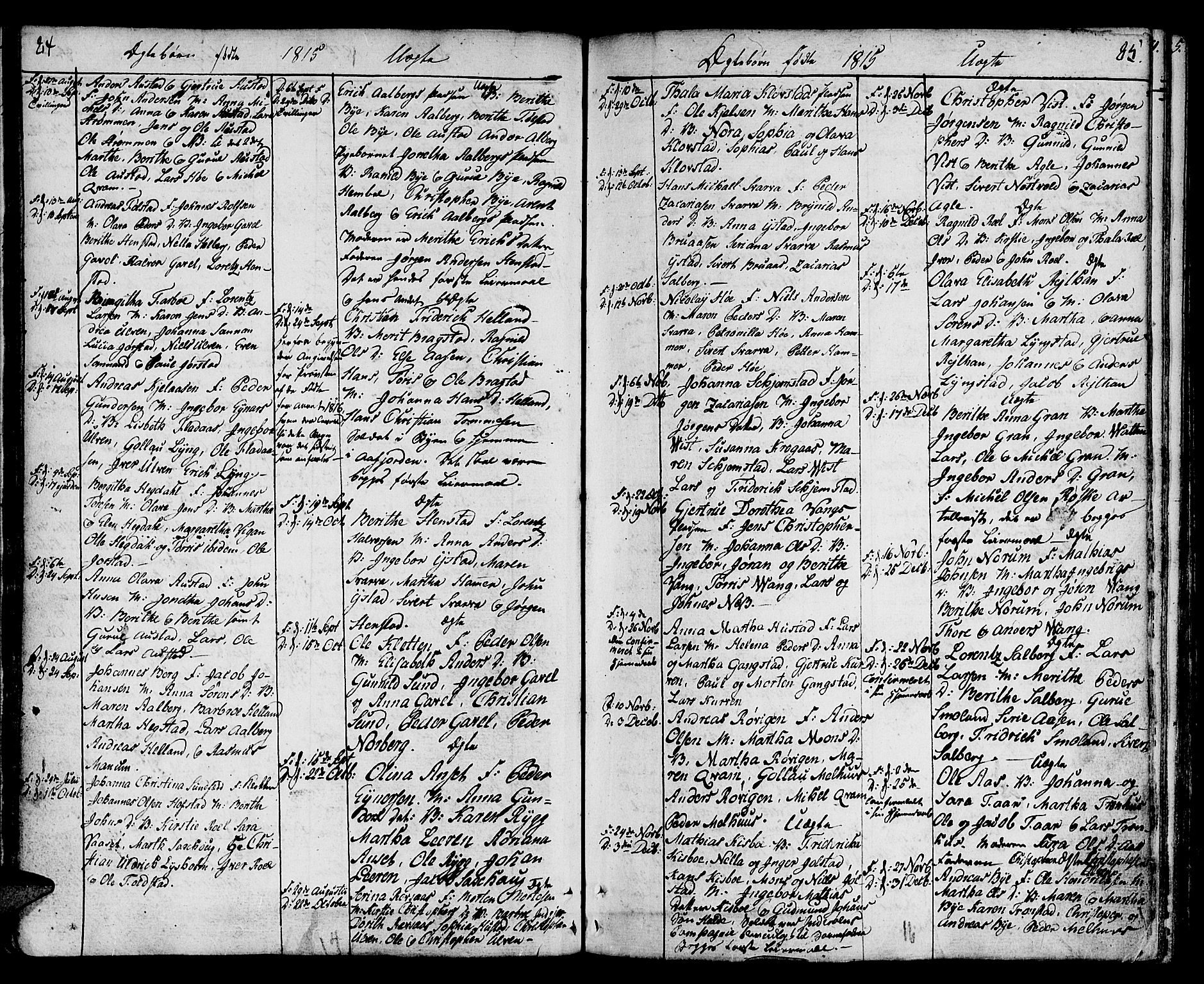 Ministerialprotokoller, klokkerbøker og fødselsregistre - Nord-Trøndelag, SAT/A-1458/730/L0274: Parish register (official) no. 730A03, 1802-1816, p. 84-85