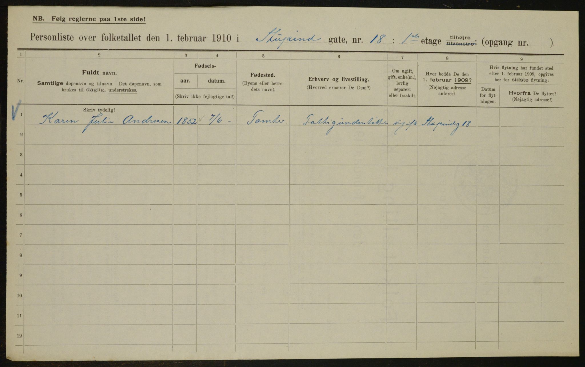 OBA, Municipal Census 1910 for Kristiania, 1910, p. 99251