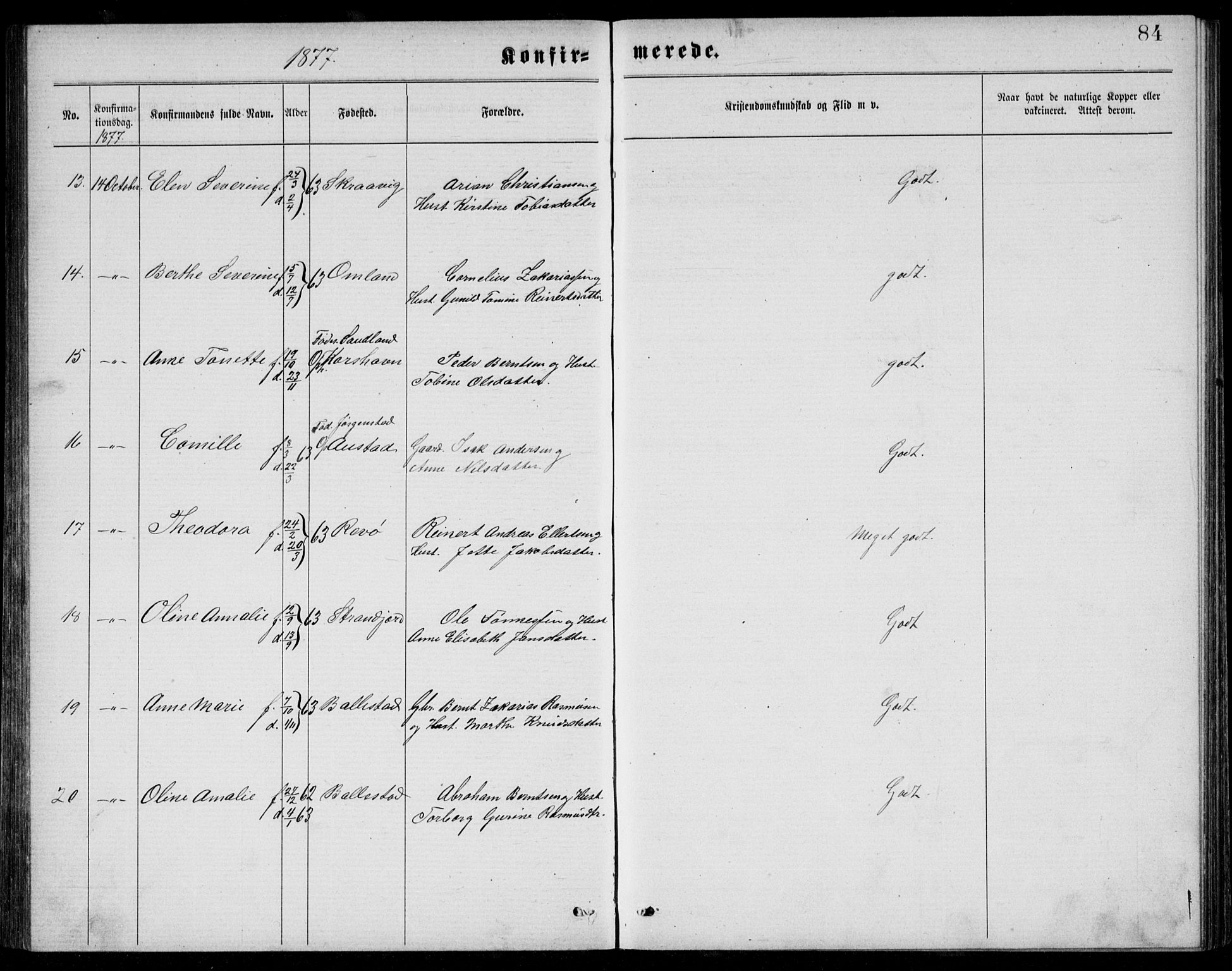 Lyngdal sokneprestkontor, AV/SAK-1111-0029/F/Fb/Fba/L0002: Parish register (copy) no. B 2, 1876-1886, p. 84