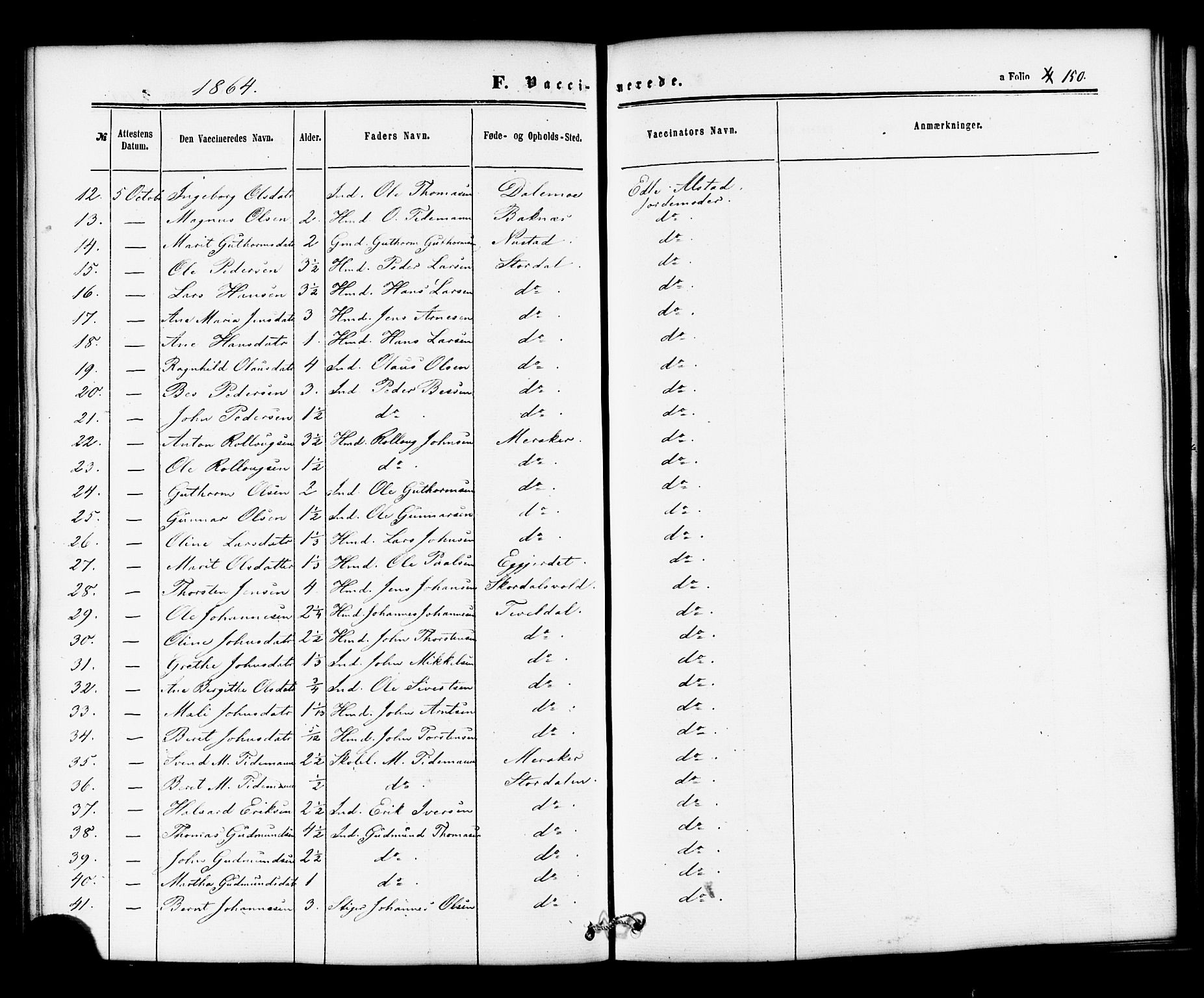 Ministerialprotokoller, klokkerbøker og fødselsregistre - Nord-Trøndelag, AV/SAT-A-1458/706/L0041: Parish register (official) no. 706A02, 1862-1877, p. 150