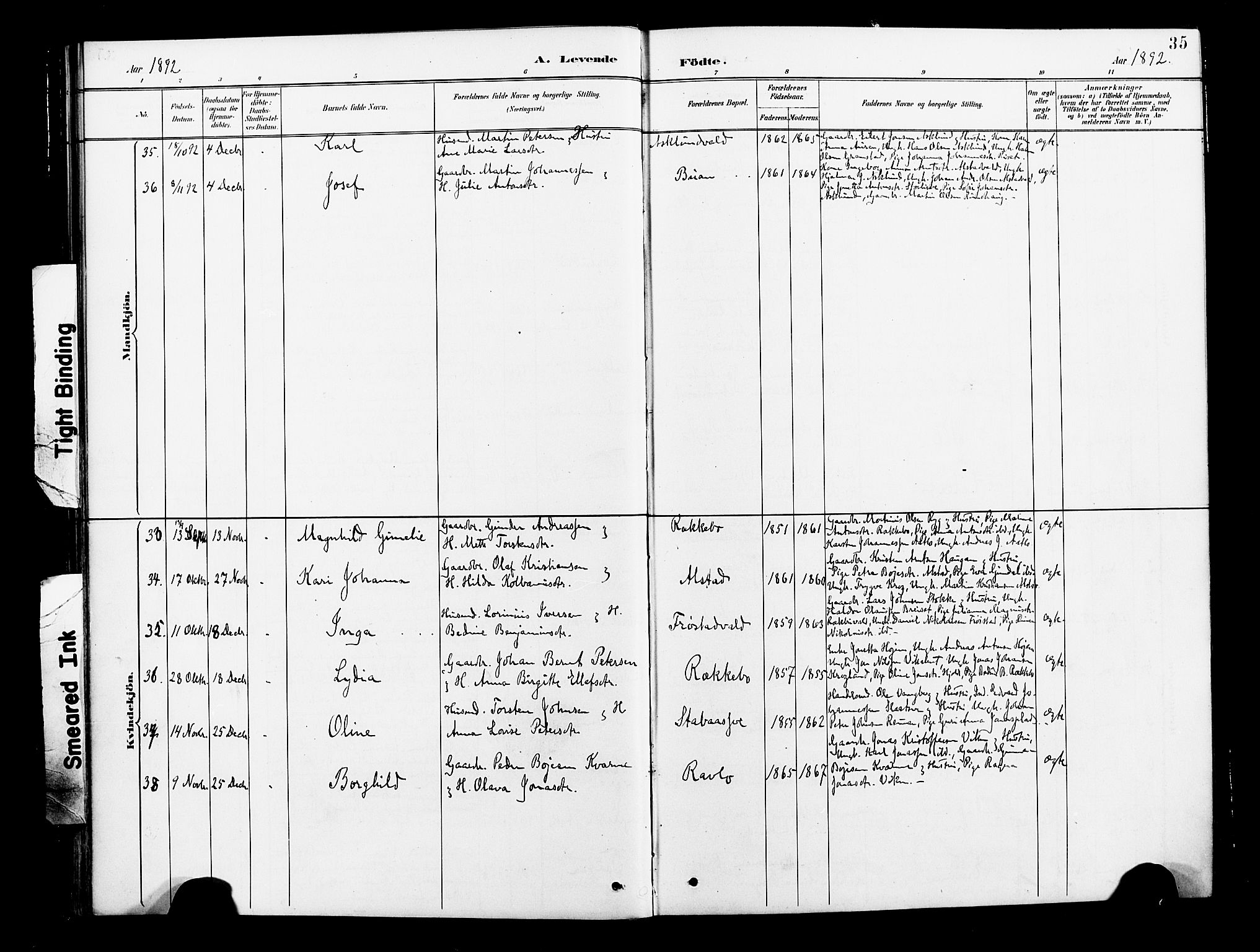 Ministerialprotokoller, klokkerbøker og fødselsregistre - Nord-Trøndelag, SAT/A-1458/713/L0121: Parish register (official) no. 713A10, 1888-1898, p. 35