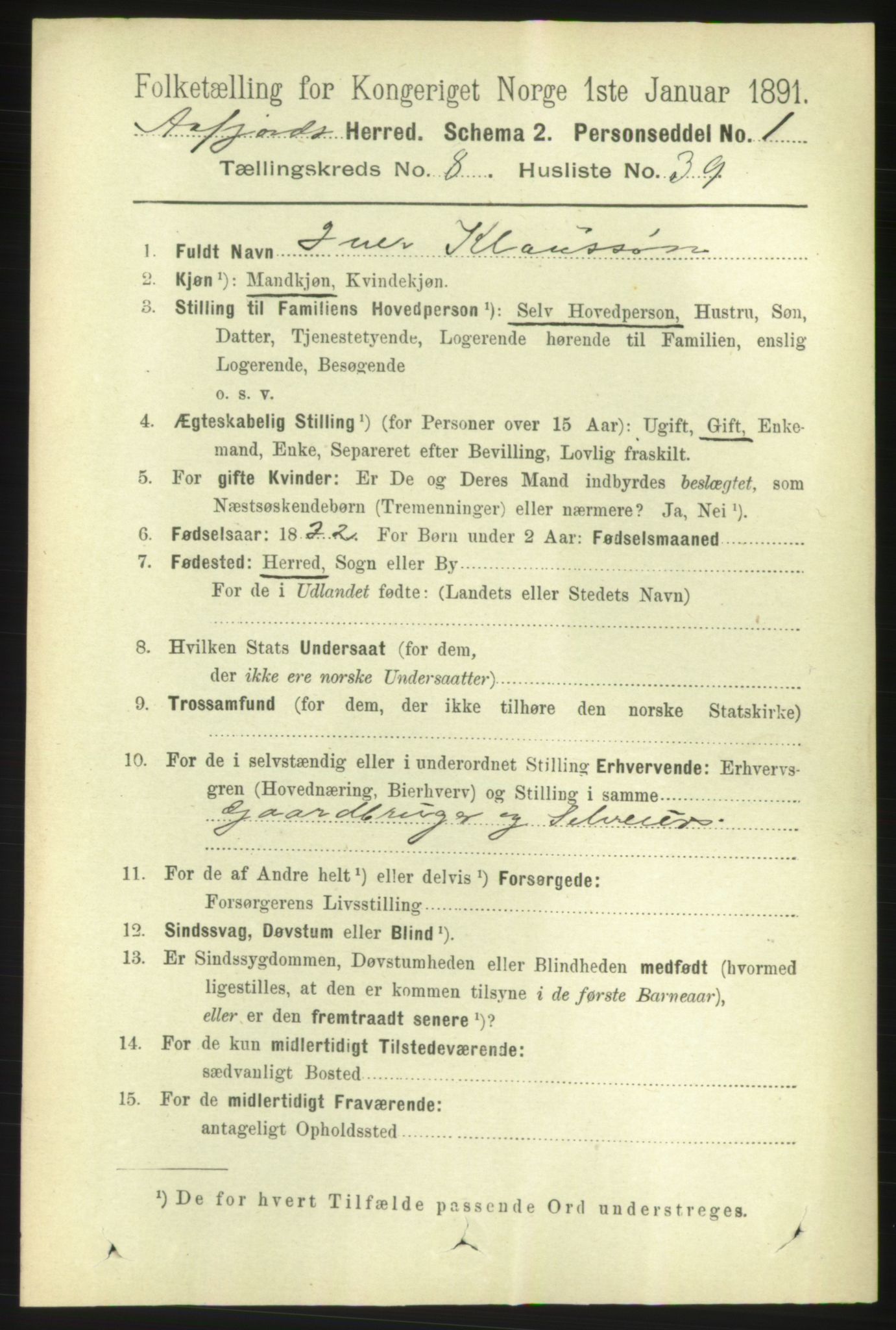 RA, 1891 census for 1630 Åfjord, 1891, p. 2255