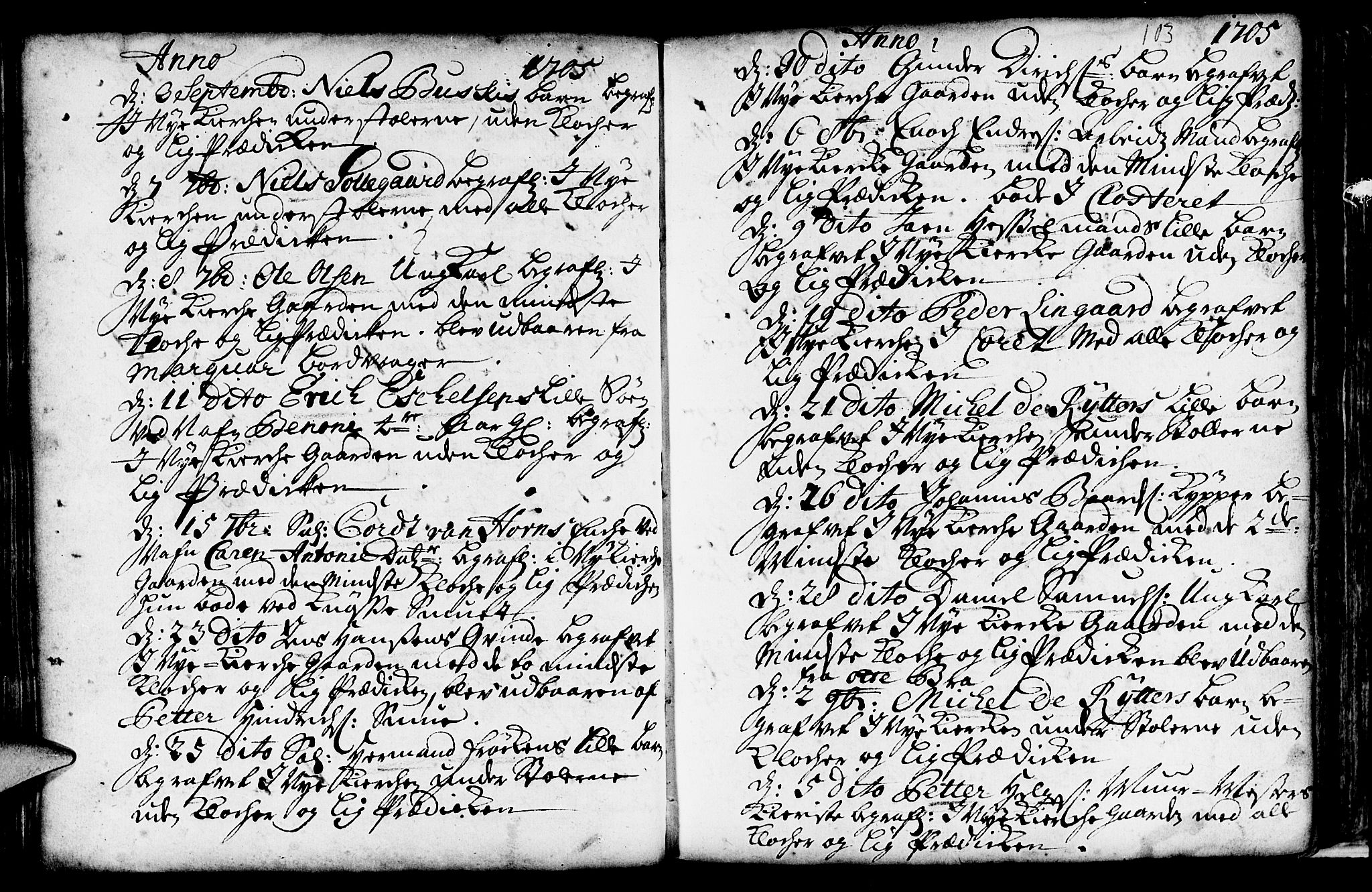 Nykirken Sokneprestembete, AV/SAB-A-77101/H/Haa/L0009: Parish register (official) no. A 9, 1689-1759, p. 103