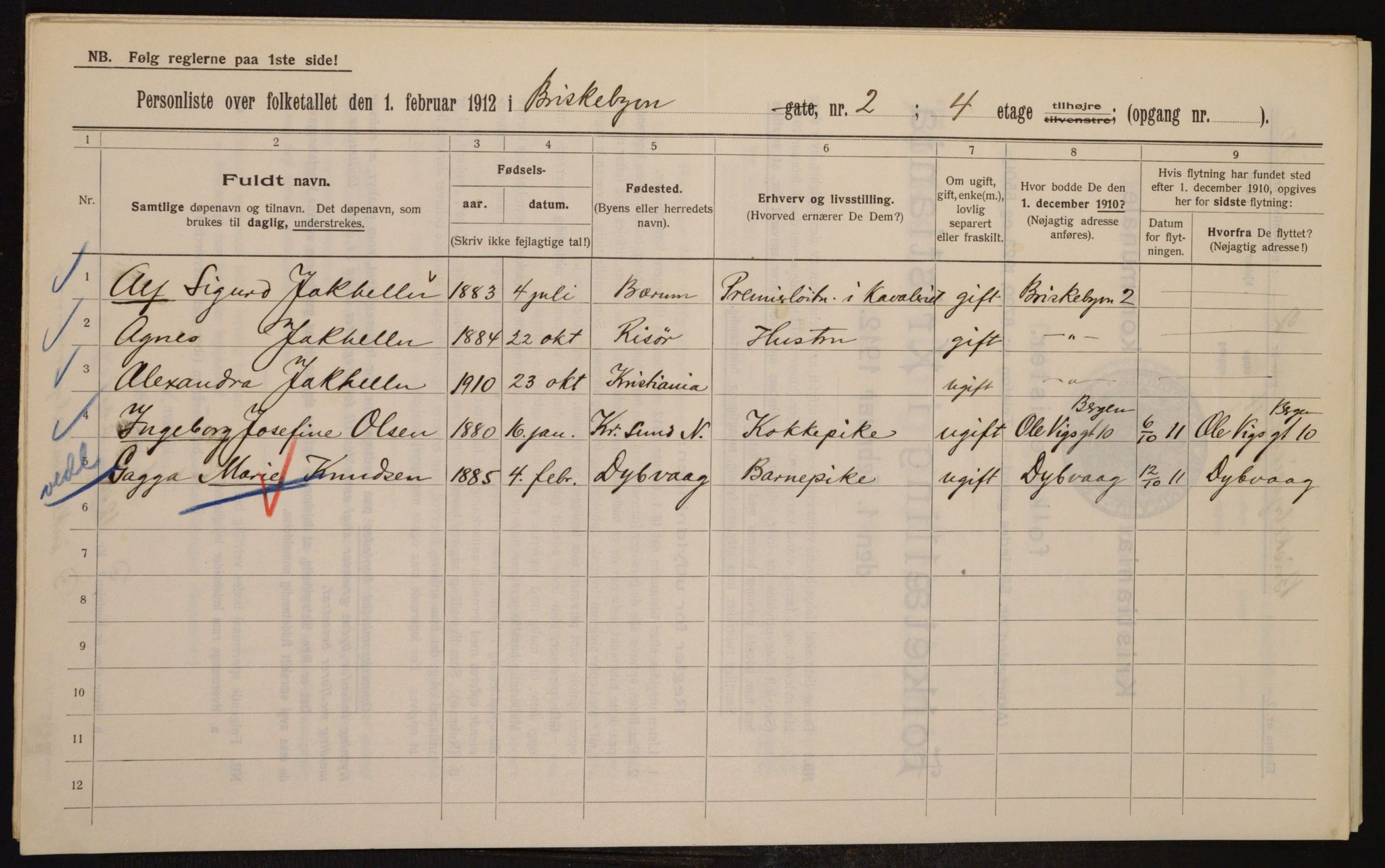 OBA, Municipal Census 1912 for Kristiania, 1912, p. 9038