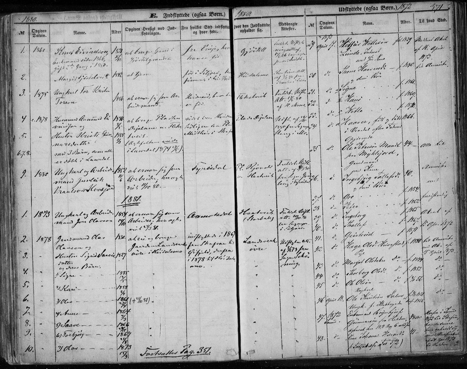 Lårdal kirkebøker, AV/SAKO-A-284/F/Fa/L0006: Parish register (official) no. I 6, 1861-1886, p. 371