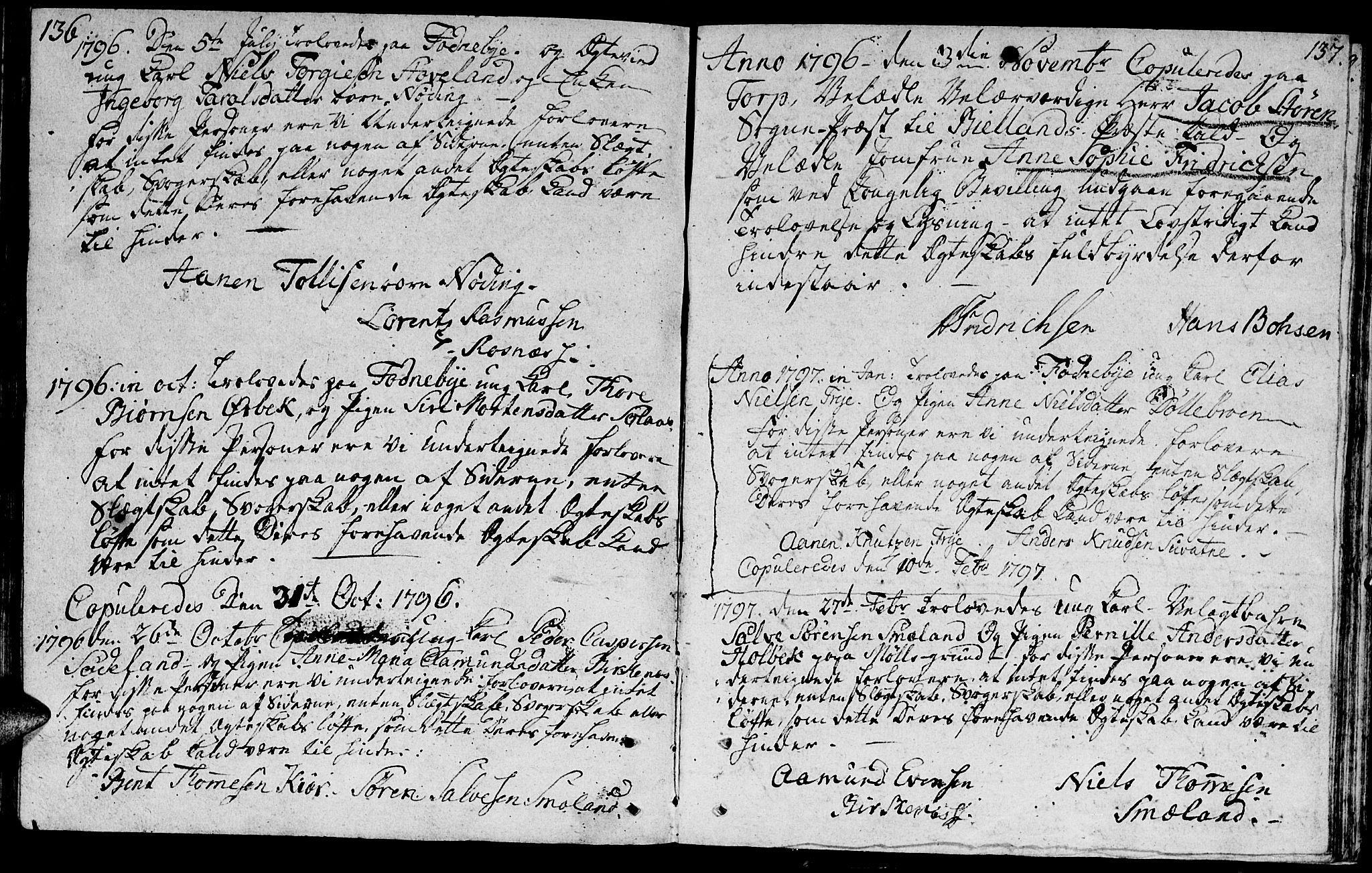 Holum sokneprestkontor, SAK/1111-0022/F/Fa/Faa/L0001: Parish register (official) no. A 1, 1750-1802, p. 136-137