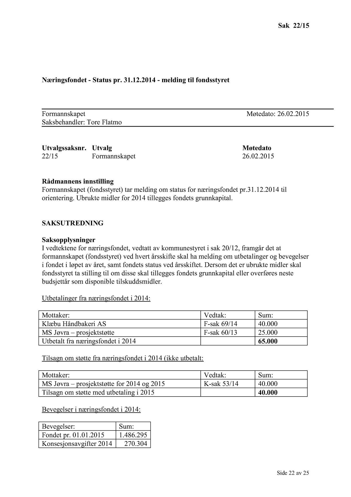 Klæbu Kommune, TRKO/KK/02-FS/L008: Formannsskapet - Møtedokumenter, 2015, p. 449