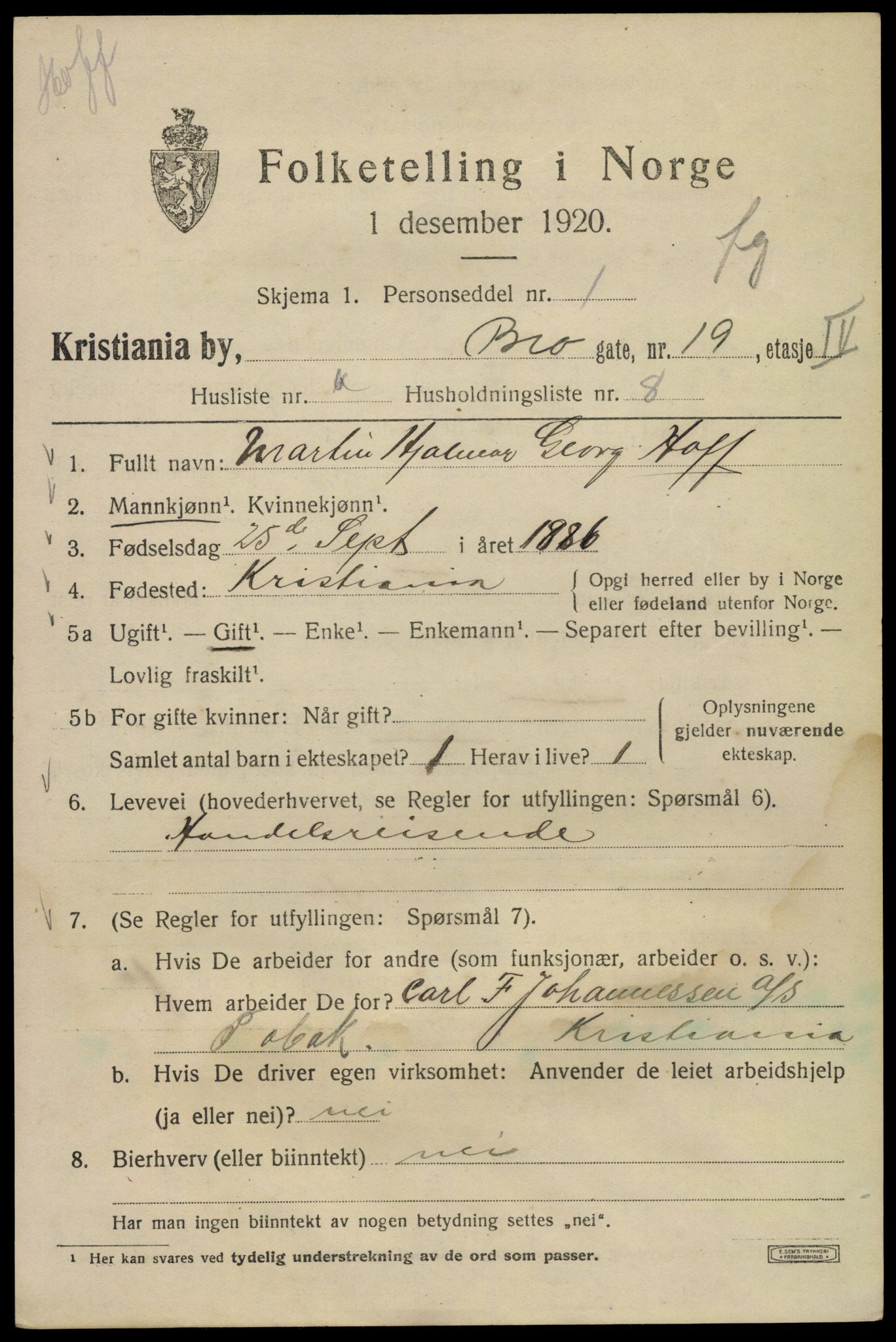 SAO, 1920 census for Kristiania, 1920, p. 175573