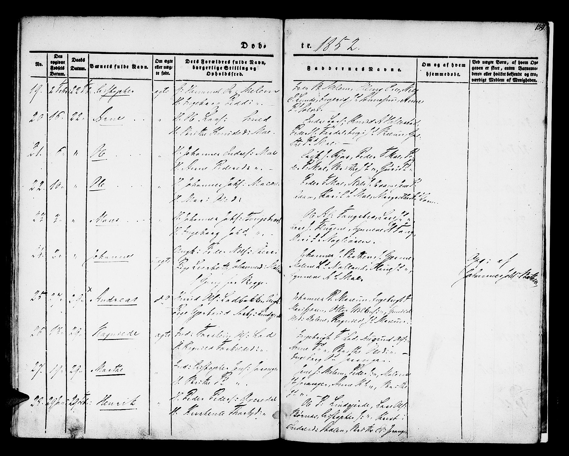 Hafslo sokneprestembete, AV/SAB-A-80301/H/Haa/Haaa/L0005: Parish register (official) no. A 5, 1834-1852, p. 159