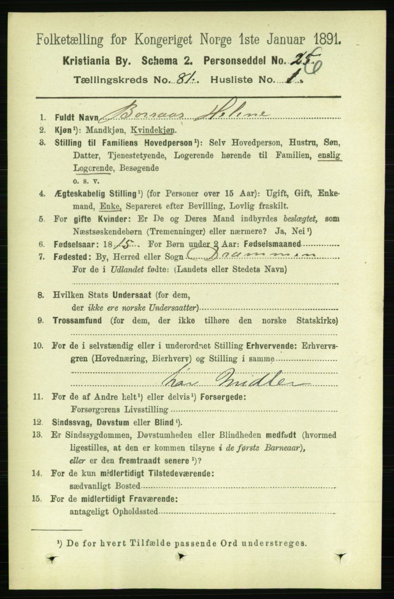RA, 1891 census for 0301 Kristiania, 1891, p. 41550