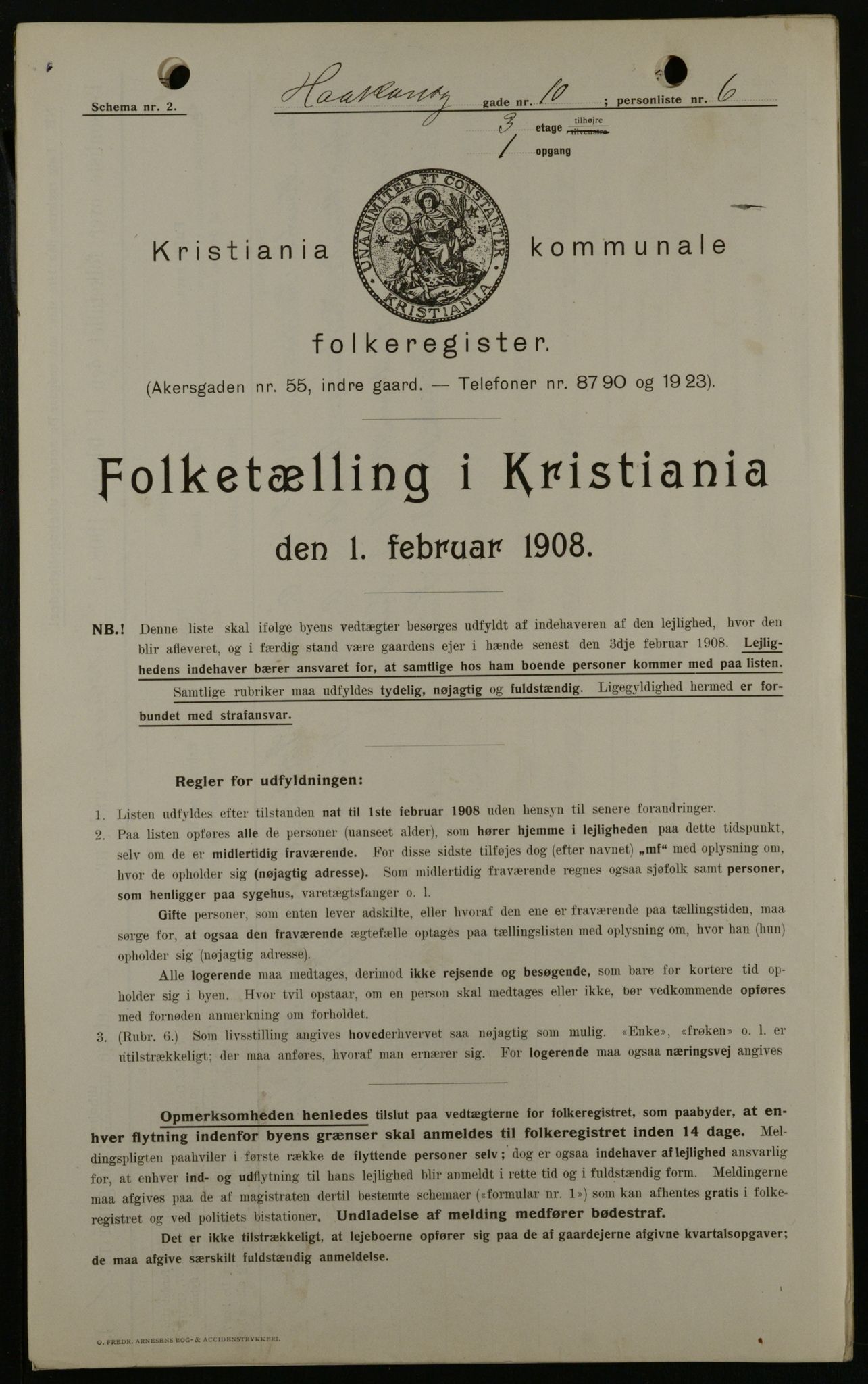 OBA, Municipal Census 1908 for Kristiania, 1908, p. 38419