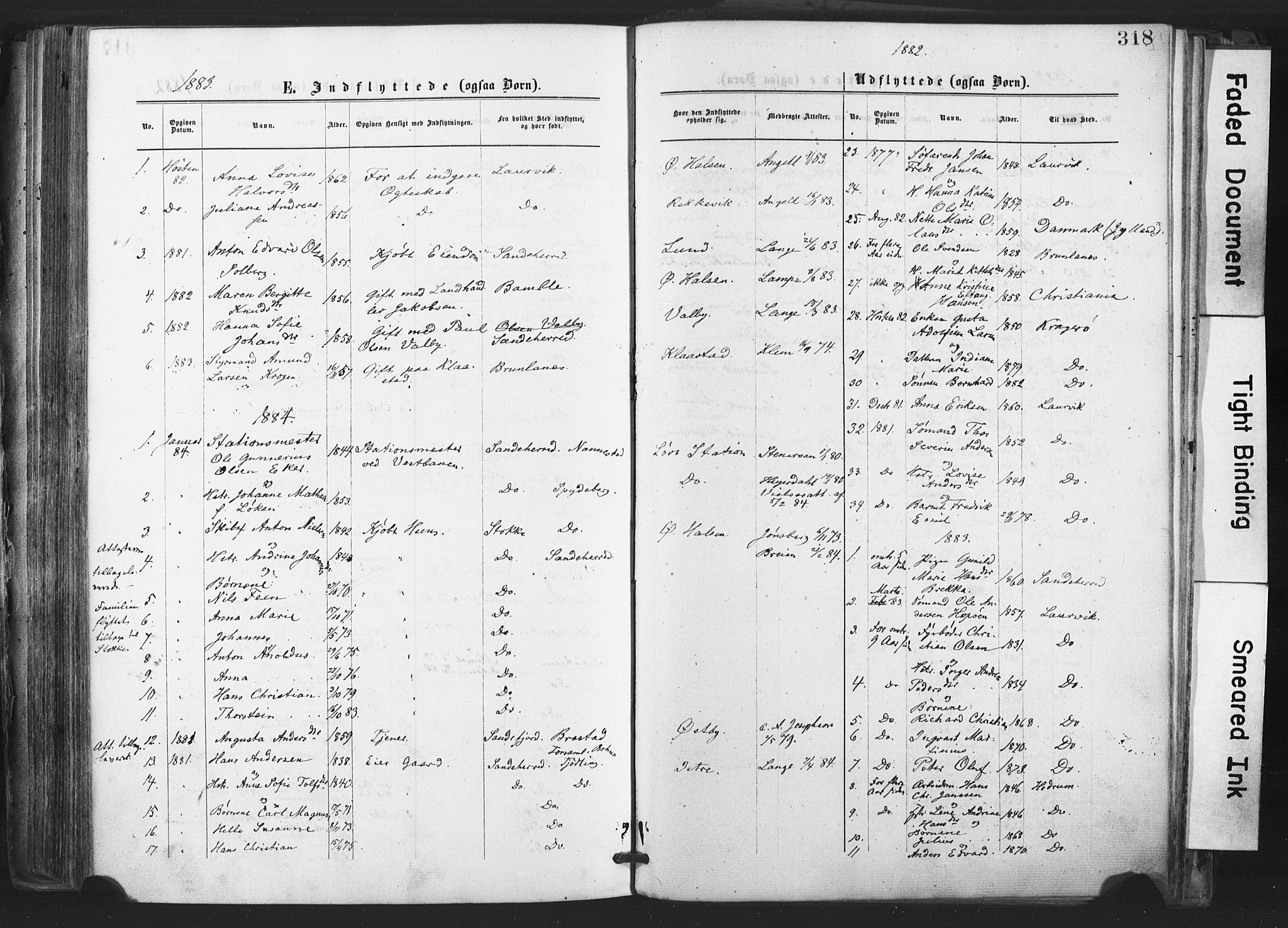 Tjølling kirkebøker, SAKO/A-60/F/Fa/L0008: Parish register (official) no. 8, 1877-1886, p. 318