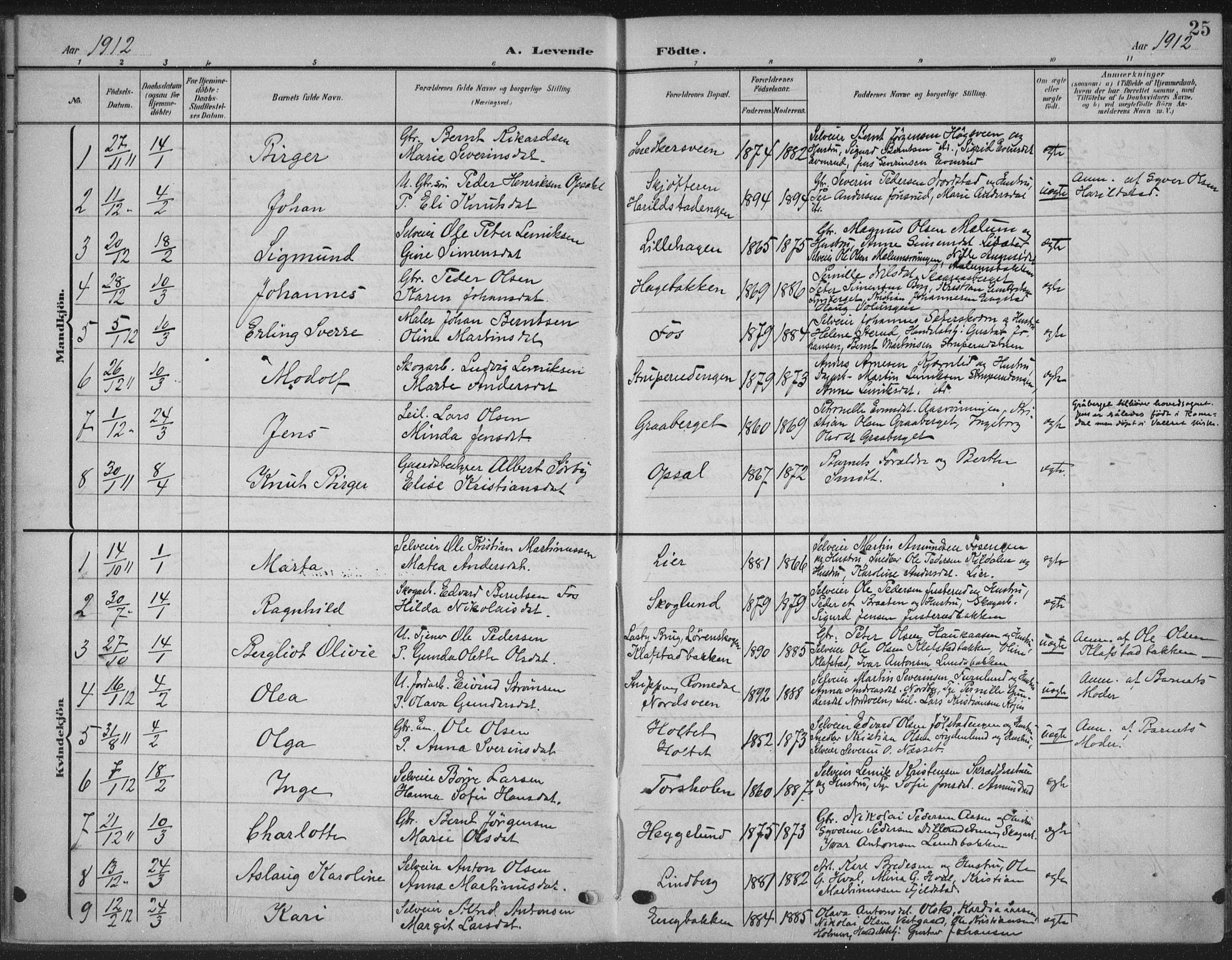 Romedal prestekontor, SAH/PREST-004/K/L0009: Parish register (official) no. 9, 1906-1929, p. 25