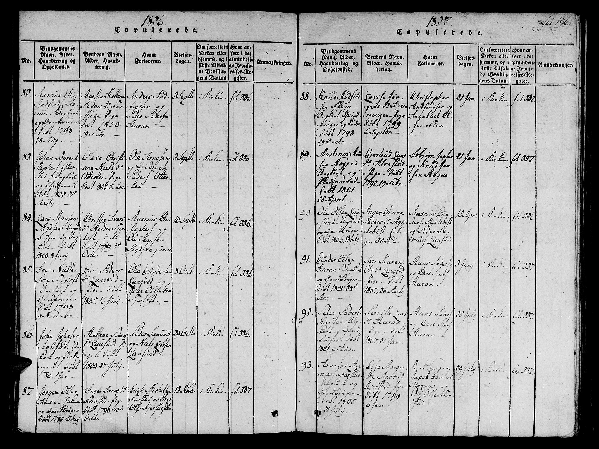 Ministerialprotokoller, klokkerbøker og fødselsregistre - Møre og Romsdal, SAT/A-1454/536/L0495: Parish register (official) no. 536A04, 1818-1847, p. 196