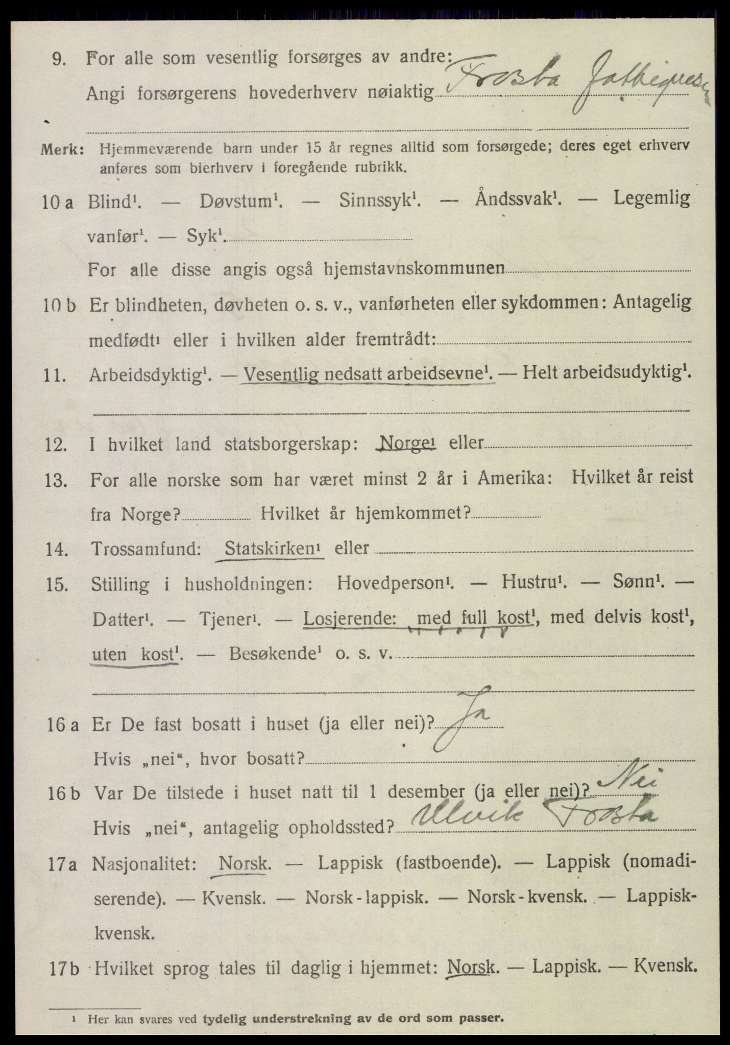 SAT, 1920 census for Frosta, 1920, p. 5835