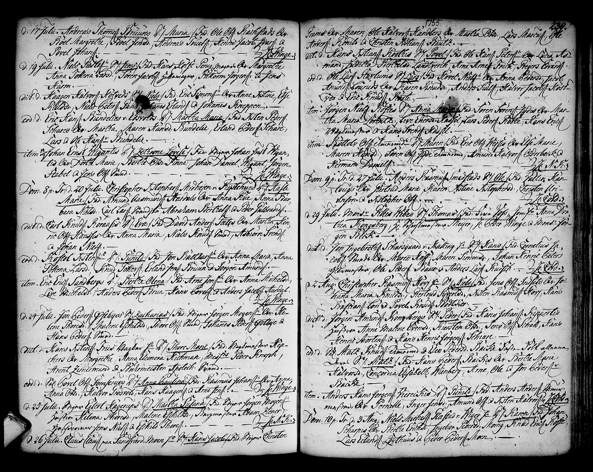 Kongsberg kirkebøker, SAKO/A-22/F/Fa/L0003: Parish register (official) no. I 3, 1744-1755, p. 239