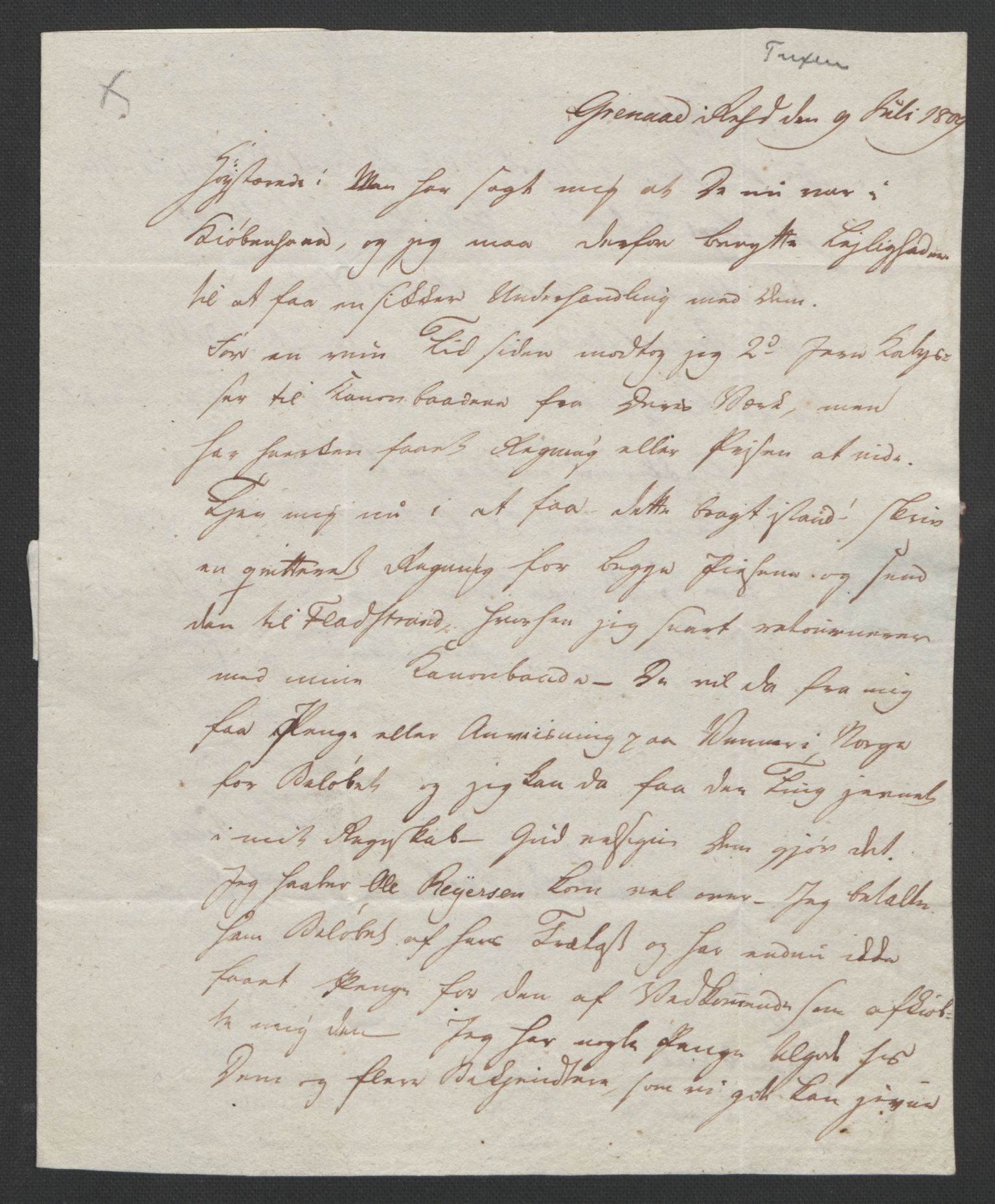 Faye, Andreas, AV/RA-PA-0015/F/Fh/L0026/0001: -- / Smaa-bidrag til Norges historie i det 19de aarhundrede. Særlig brev til J. Aall 1808-1810 og 1815. Endel pakker in folio, p. 87
