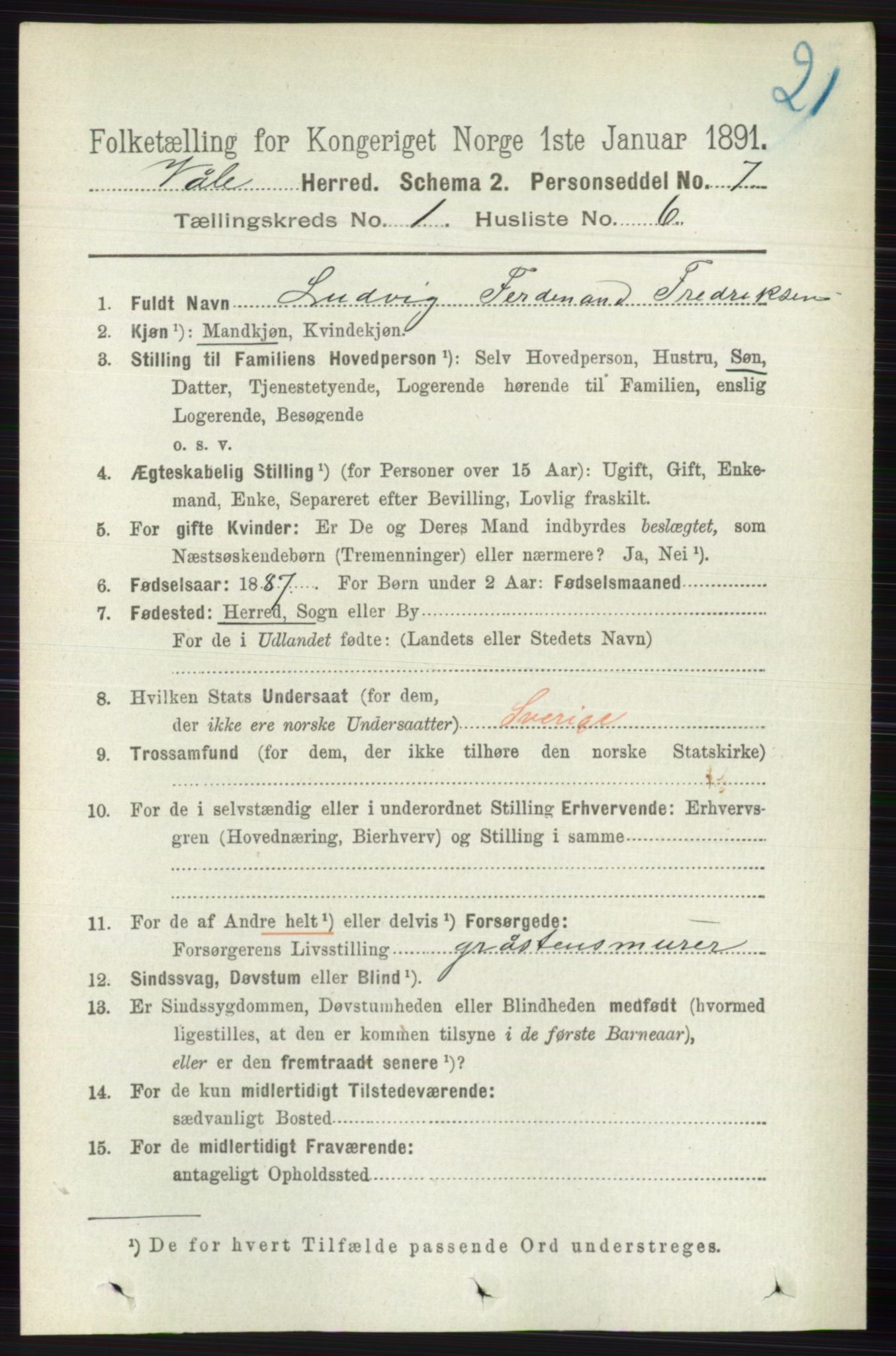 RA, 1891 census for 0716 Våle, 1891, p. 112