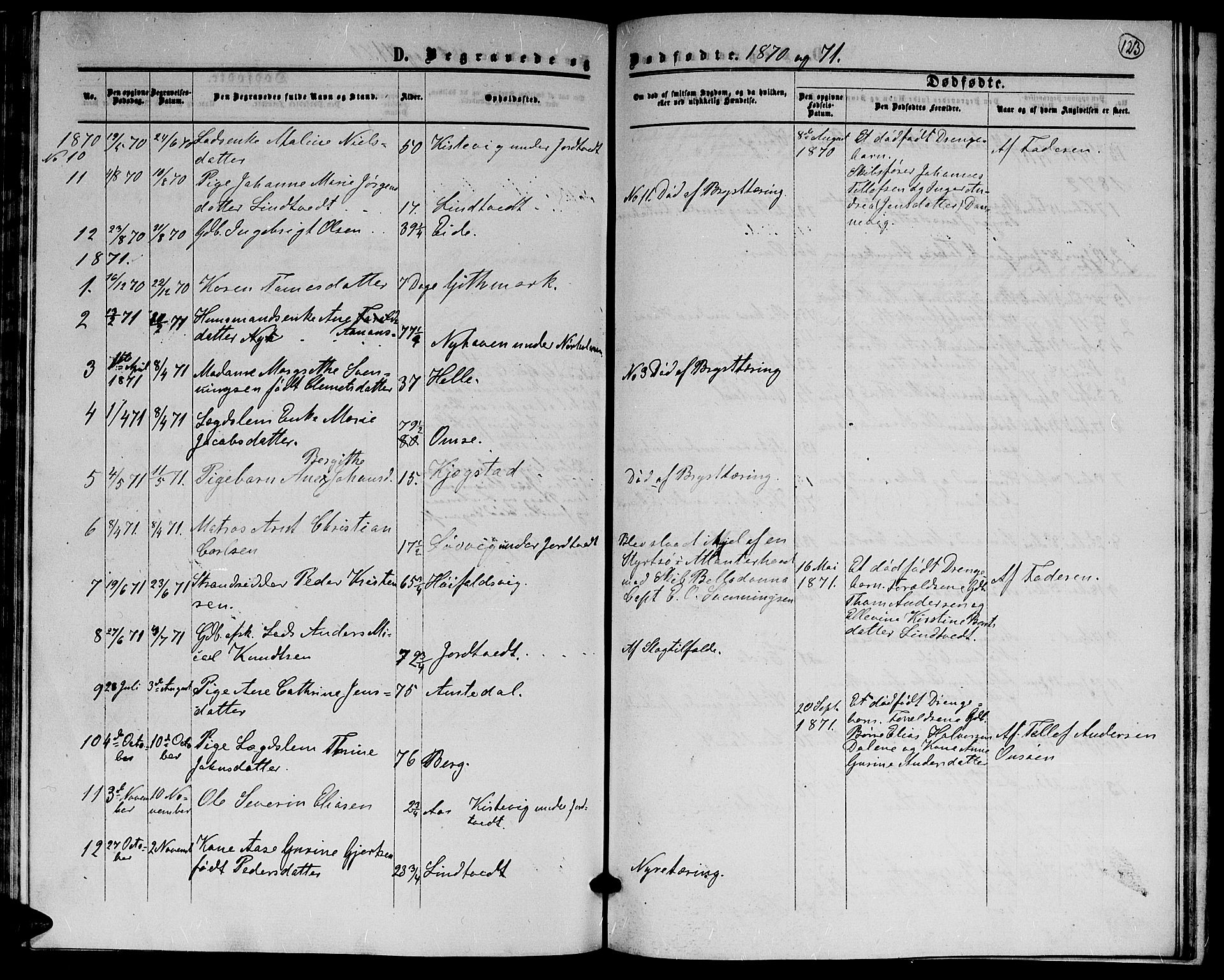 Hommedal sokneprestkontor, AV/SAK-1111-0023/F/Fb/Fba/L0003: Parish register (copy) no. B 3, 1863-1884, p. 123