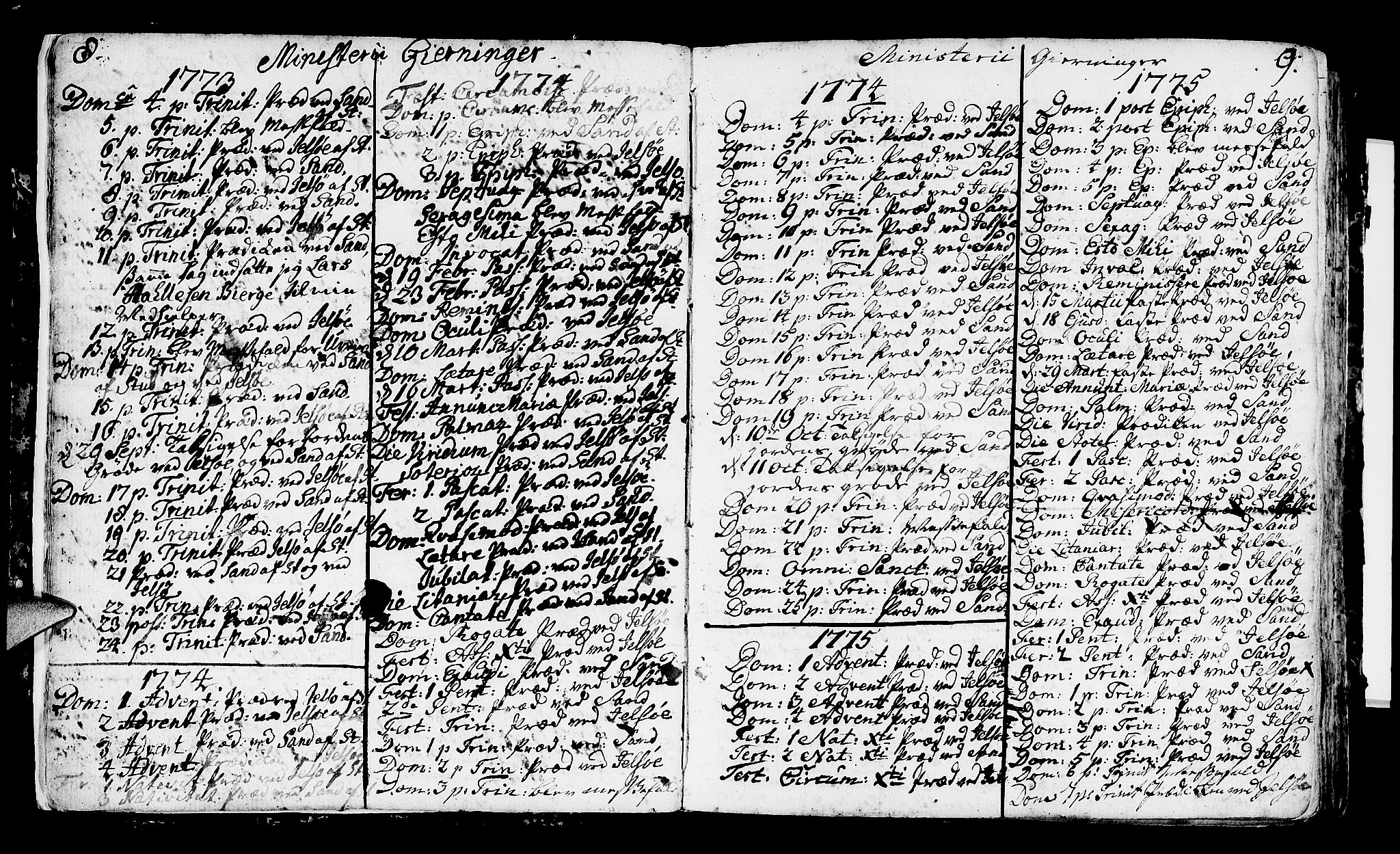 Jelsa sokneprestkontor, SAST/A-101842/01/IV: Parish register (official) no. A 3, 1768-1796, p. 8-9