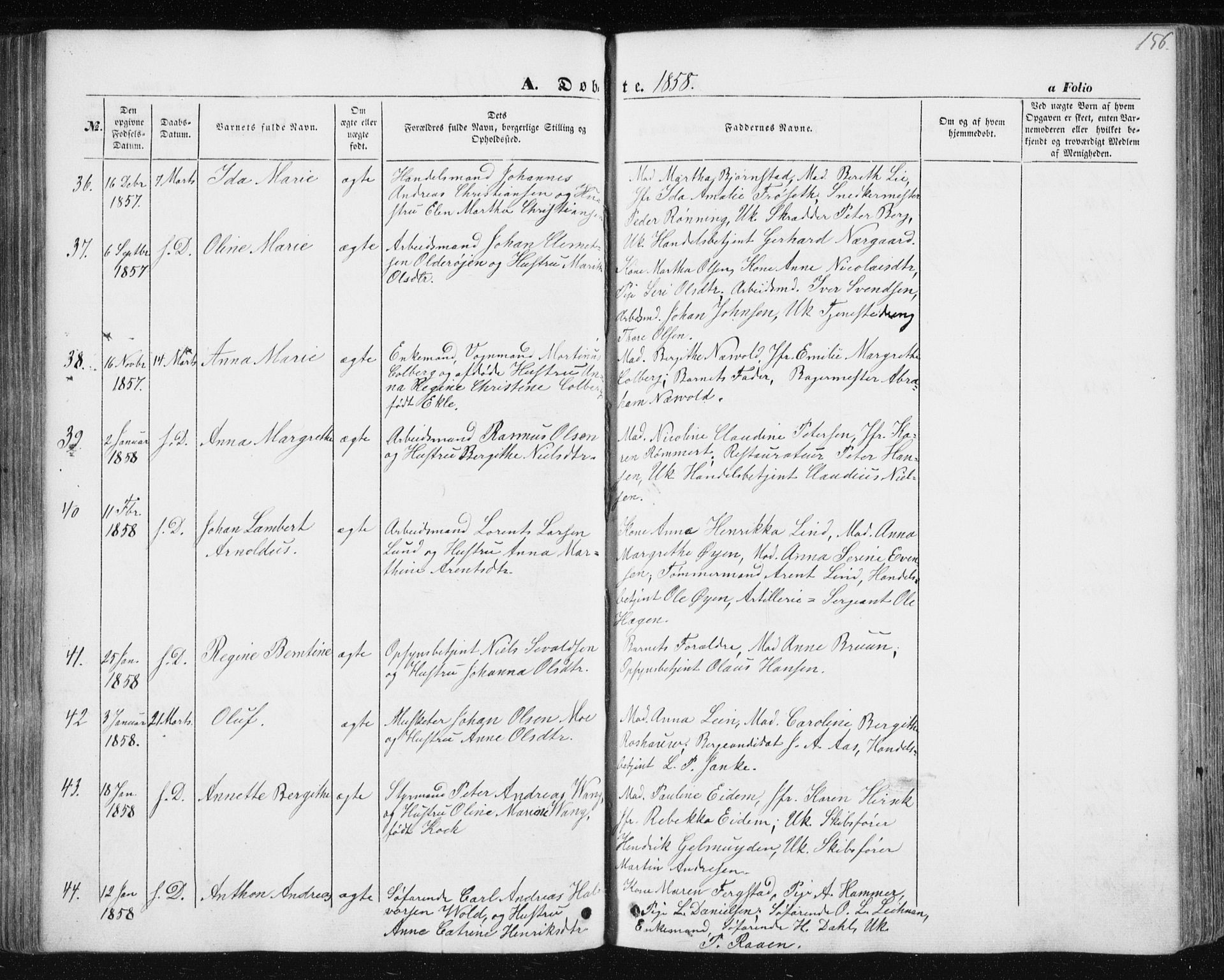 Ministerialprotokoller, klokkerbøker og fødselsregistre - Sør-Trøndelag, SAT/A-1456/602/L0112: Parish register (official) no. 602A10, 1848-1859, p. 156