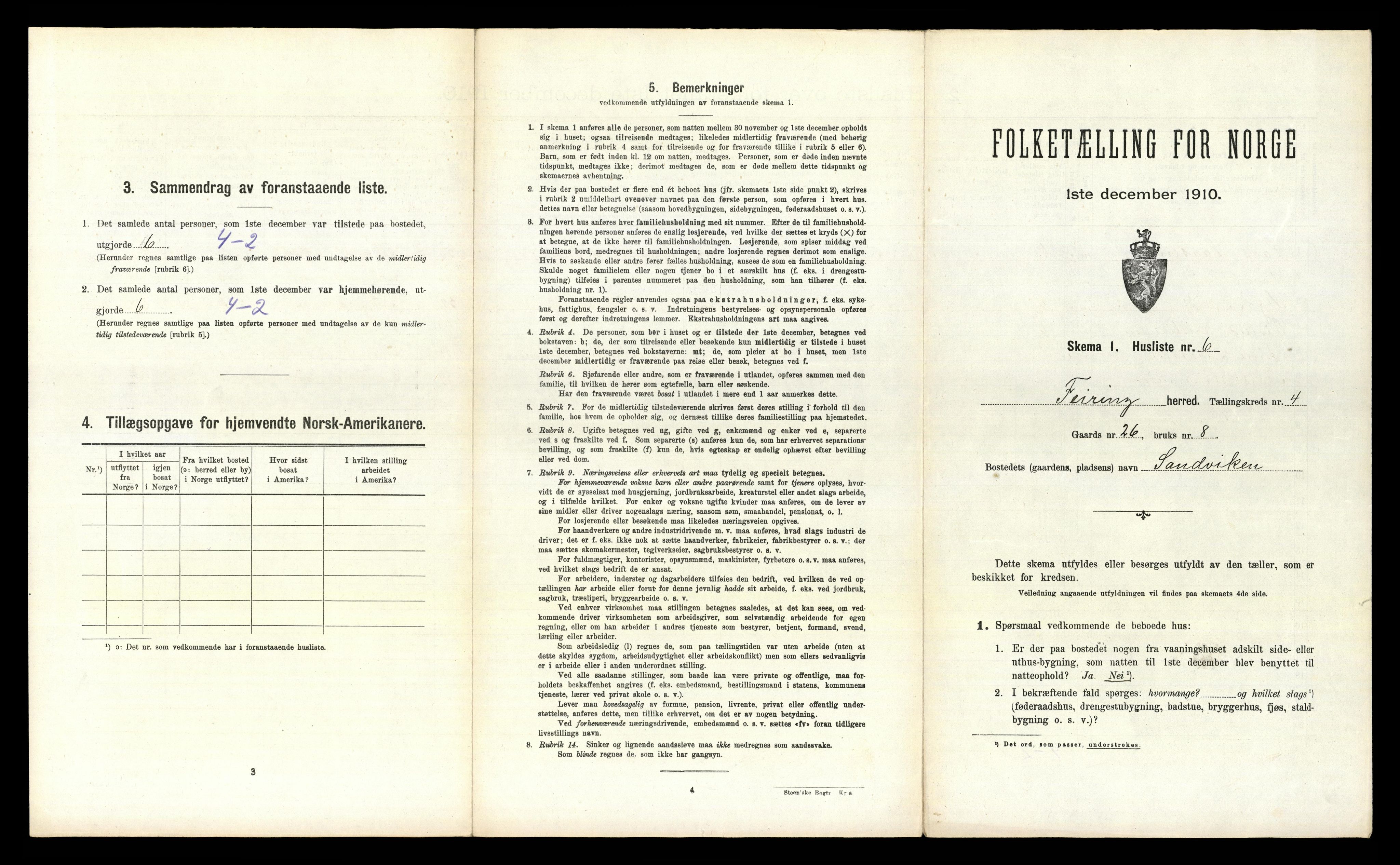 RA, 1910 census for Feiring, 1910, p. 336