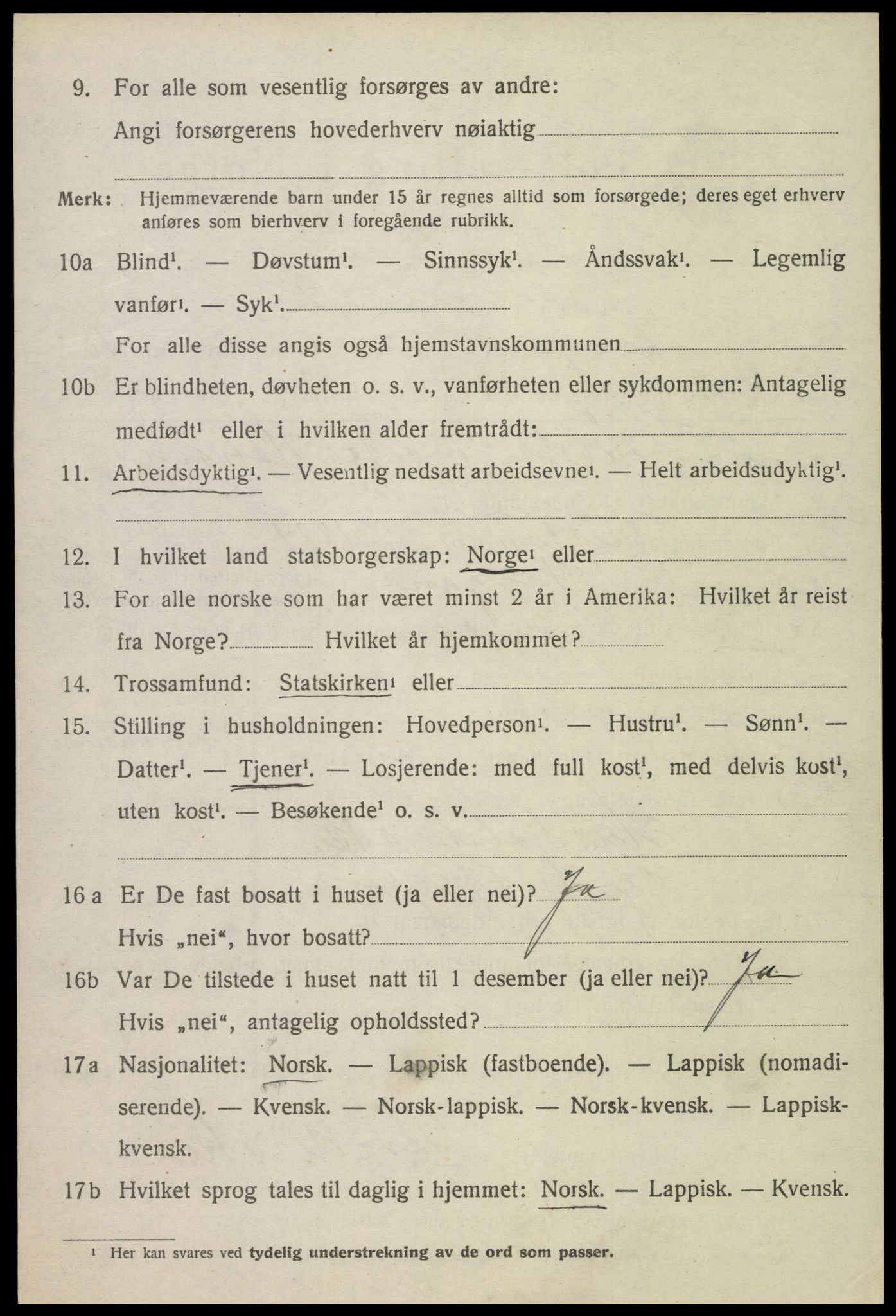 SAT, 1920 census for Vågan, 1920, p. 9302