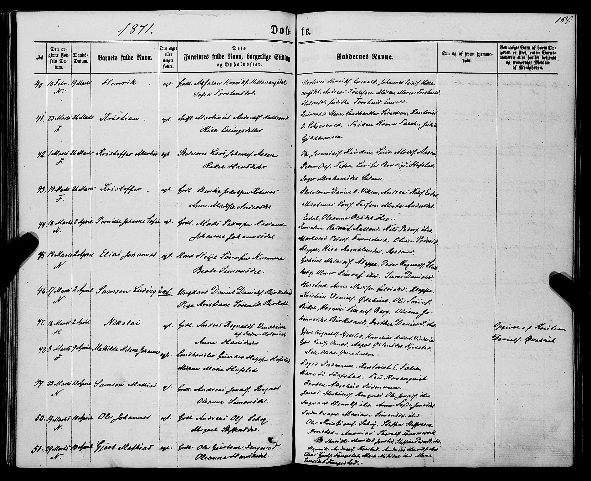 Førde sokneprestembete, SAB/A-79901/H/Haa/Haaa/L0009: Parish register (official) no. A 9, 1861-1877, p. 164