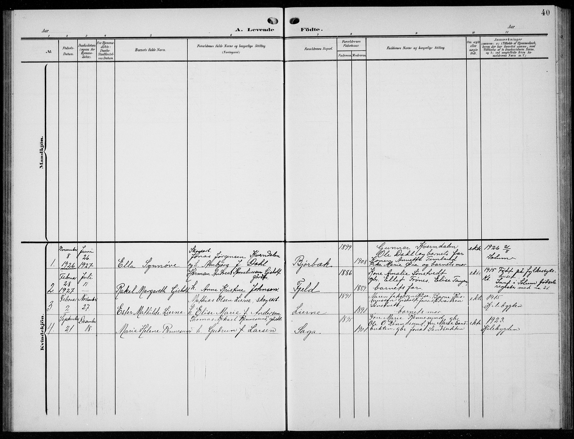 Solum kirkebøker, AV/SAKO-A-306/G/Gc/L0002: Parish register (copy) no. III 2, 1902-1934, p. 40