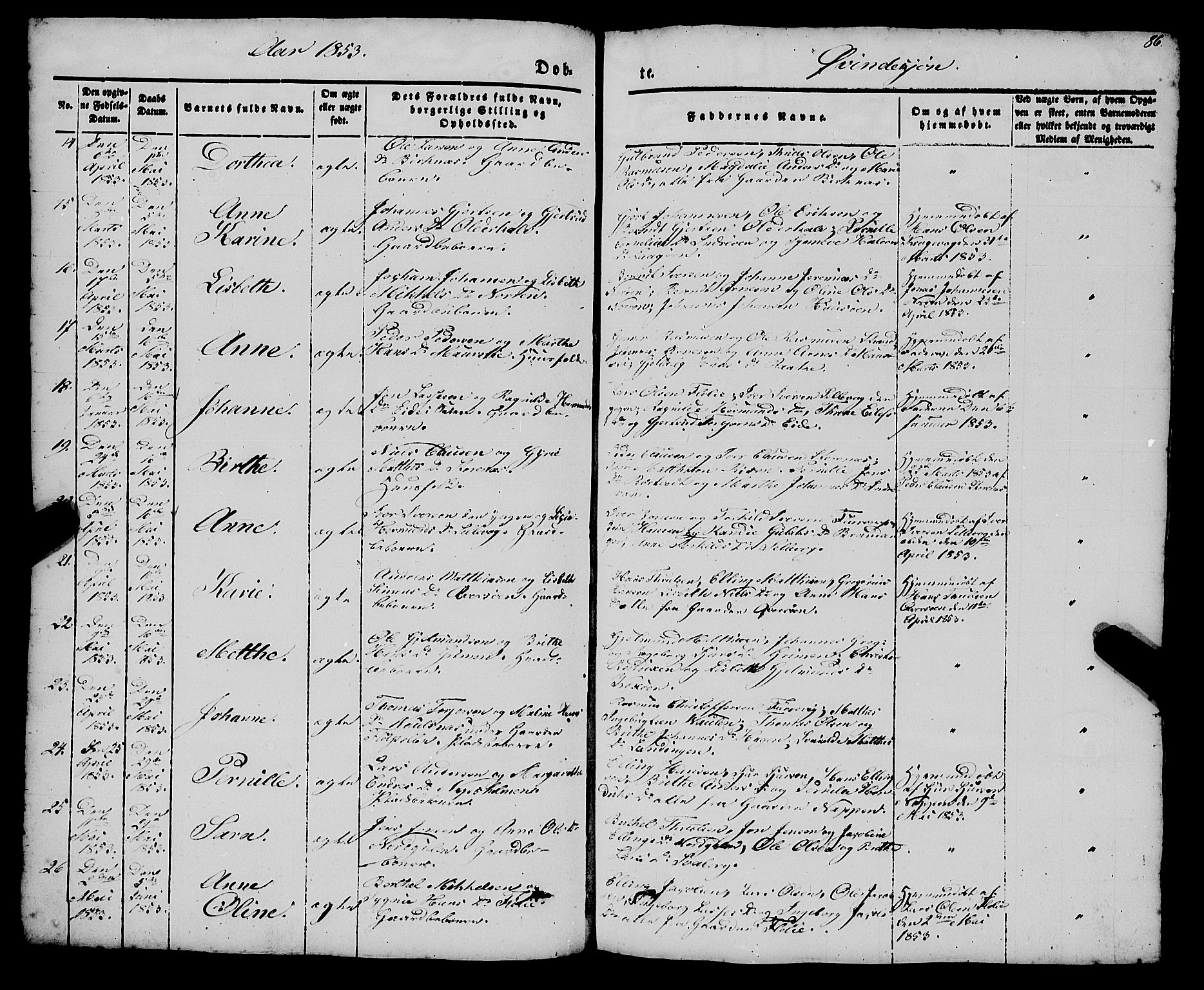 Gulen sokneprestembete, SAB/A-80201/H/Haa/Haaa/L0021: Parish register (official) no. A 21, 1848-1858, p. 86