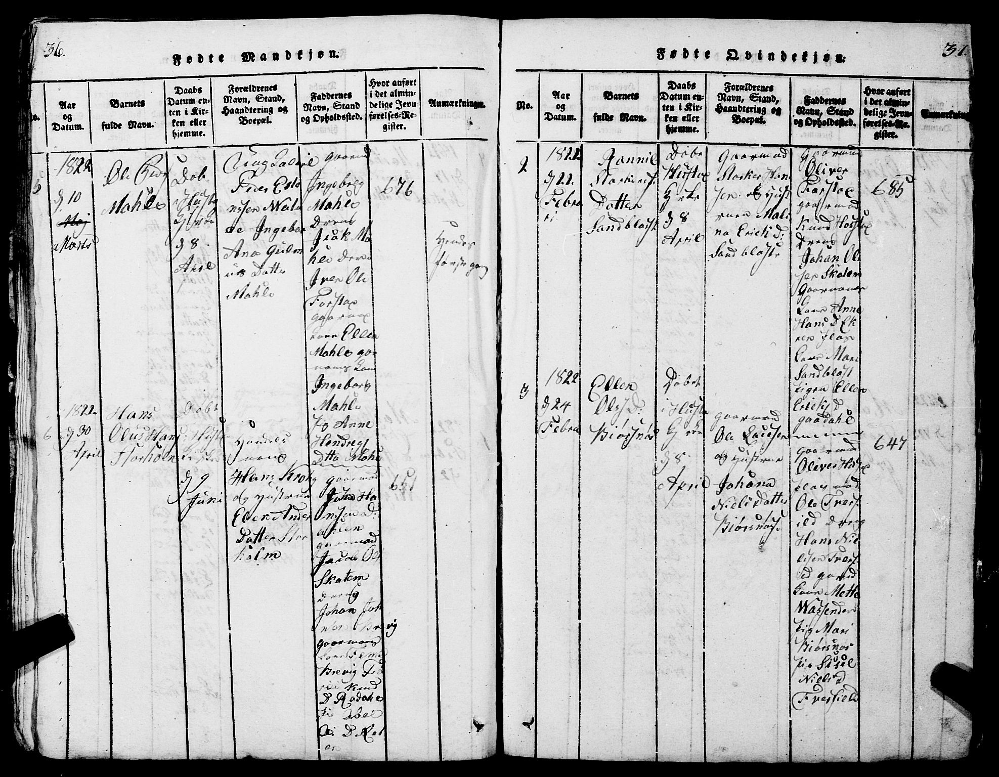 Ministerialprotokoller, klokkerbøker og fødselsregistre - Møre og Romsdal, SAT/A-1454/567/L0781: Parish register (copy) no. 567C01, 1818-1845, p. 36-37