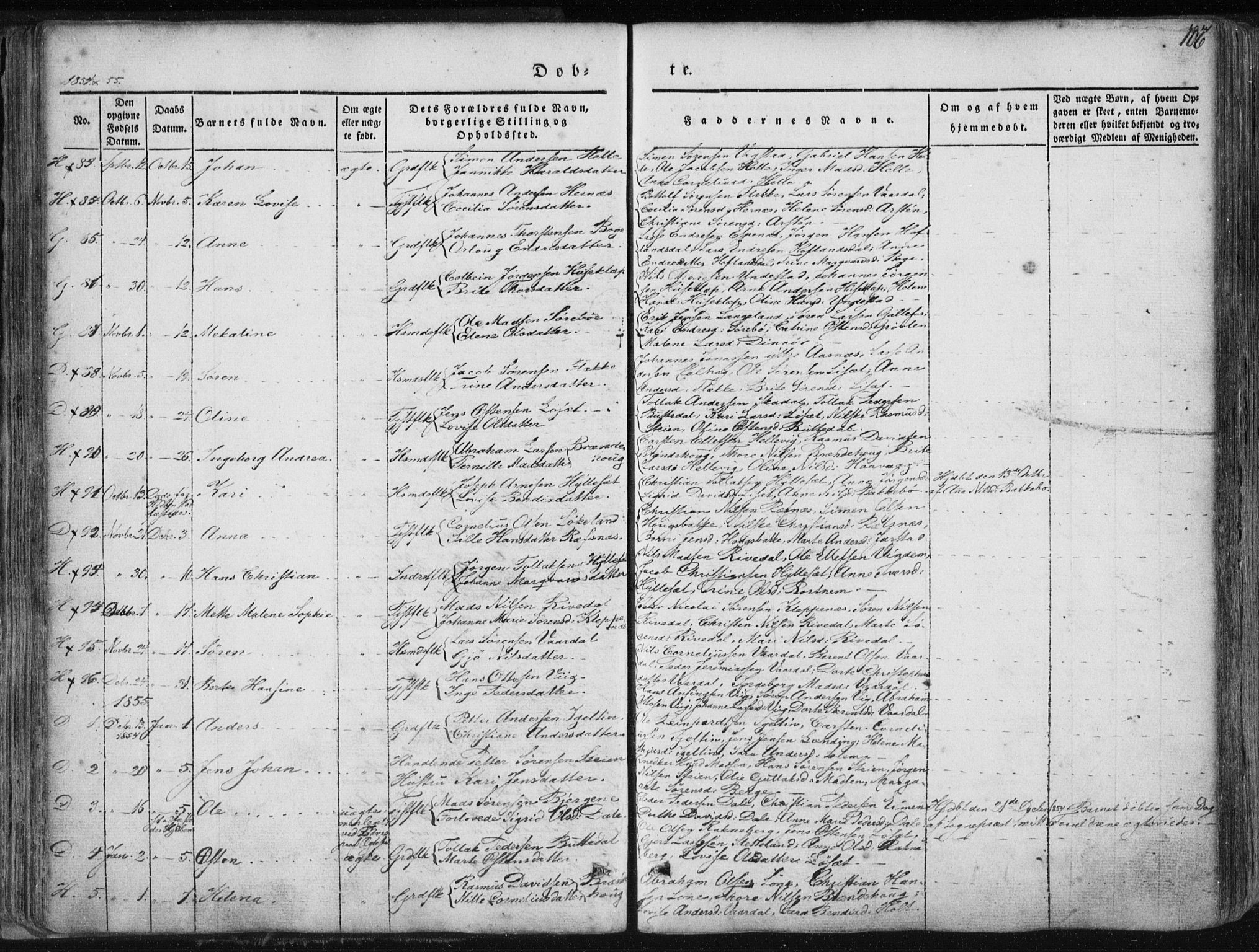 Fjaler sokneprestembete, AV/SAB-A-79801/H/Haa/Haaa/L0006: Parish register (official) no. A 6, 1835-1884, p. 106