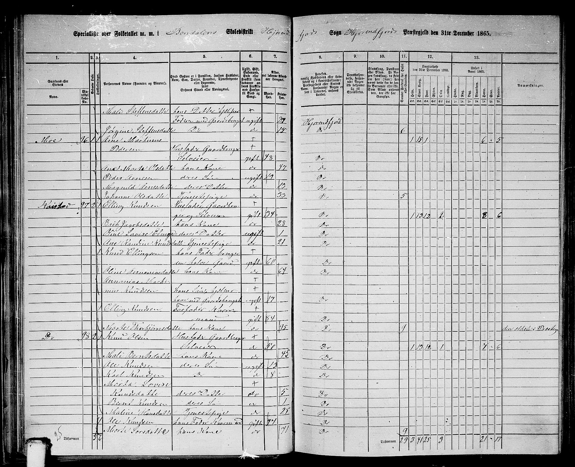 RA, 1865 census for Hjørundfjord, 1865, p. 43