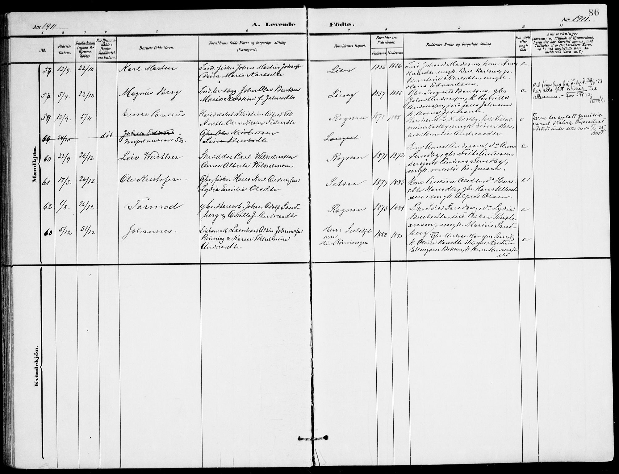 Ministerialprotokoller, klokkerbøker og fødselsregistre - Nordland, AV/SAT-A-1459/847/L0672: Parish register (official) no. 847A12, 1902-1919, p. 86