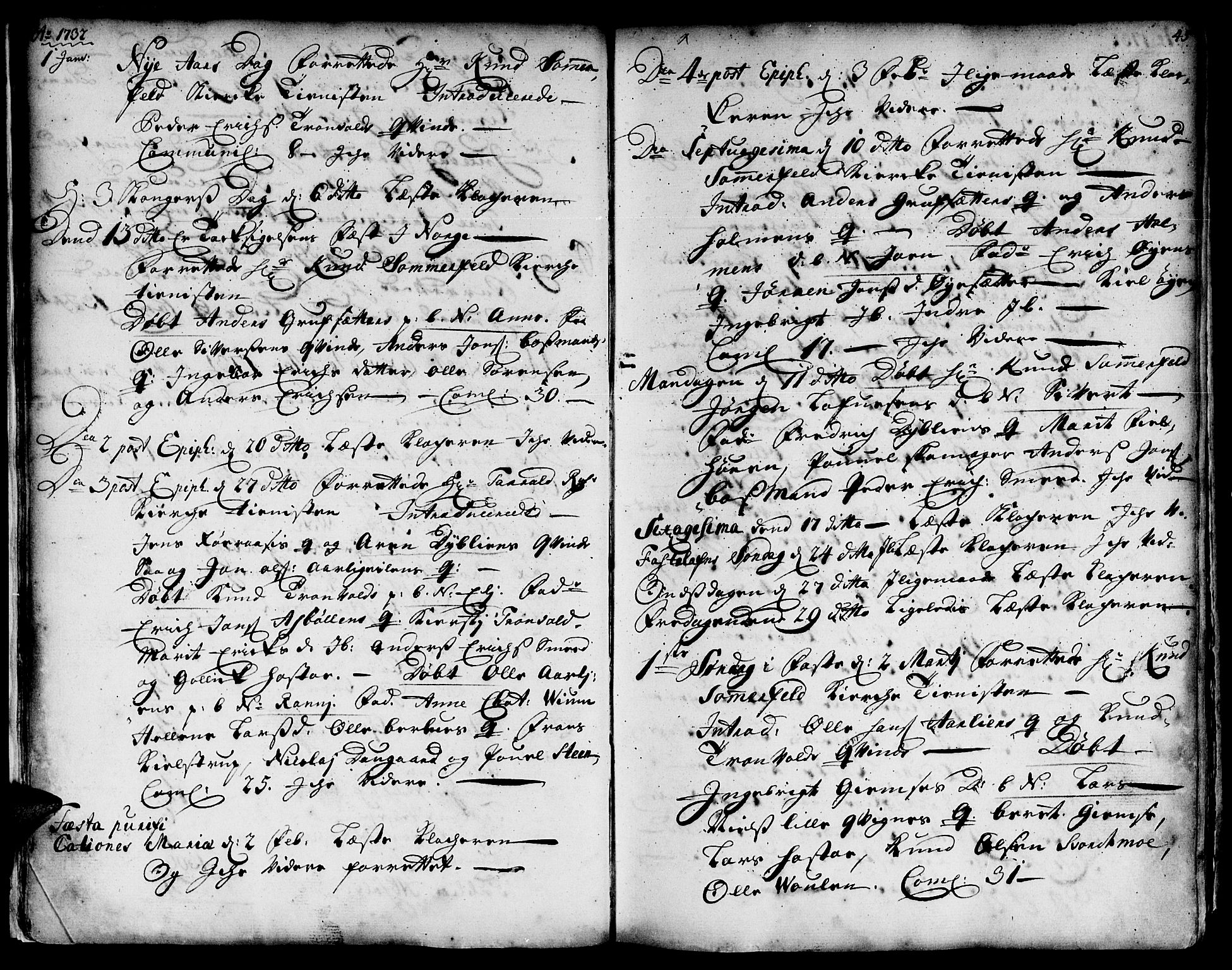 Ministerialprotokoller, klokkerbøker og fødselsregistre - Sør-Trøndelag, SAT/A-1456/671/L0839: Parish register (official) no. 671A01, 1730-1755, p. 44-45