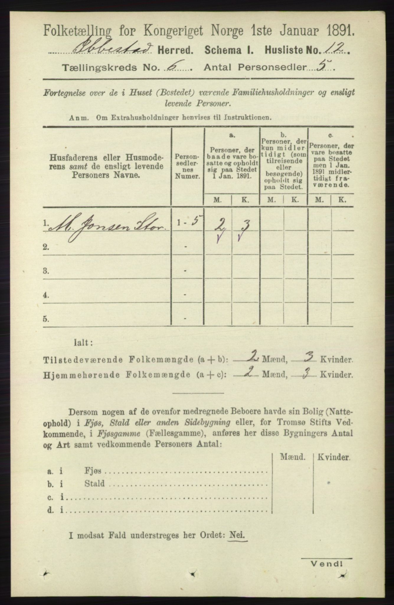 RA, 1891 census for 1917 Ibestad, 1891, p. 3496