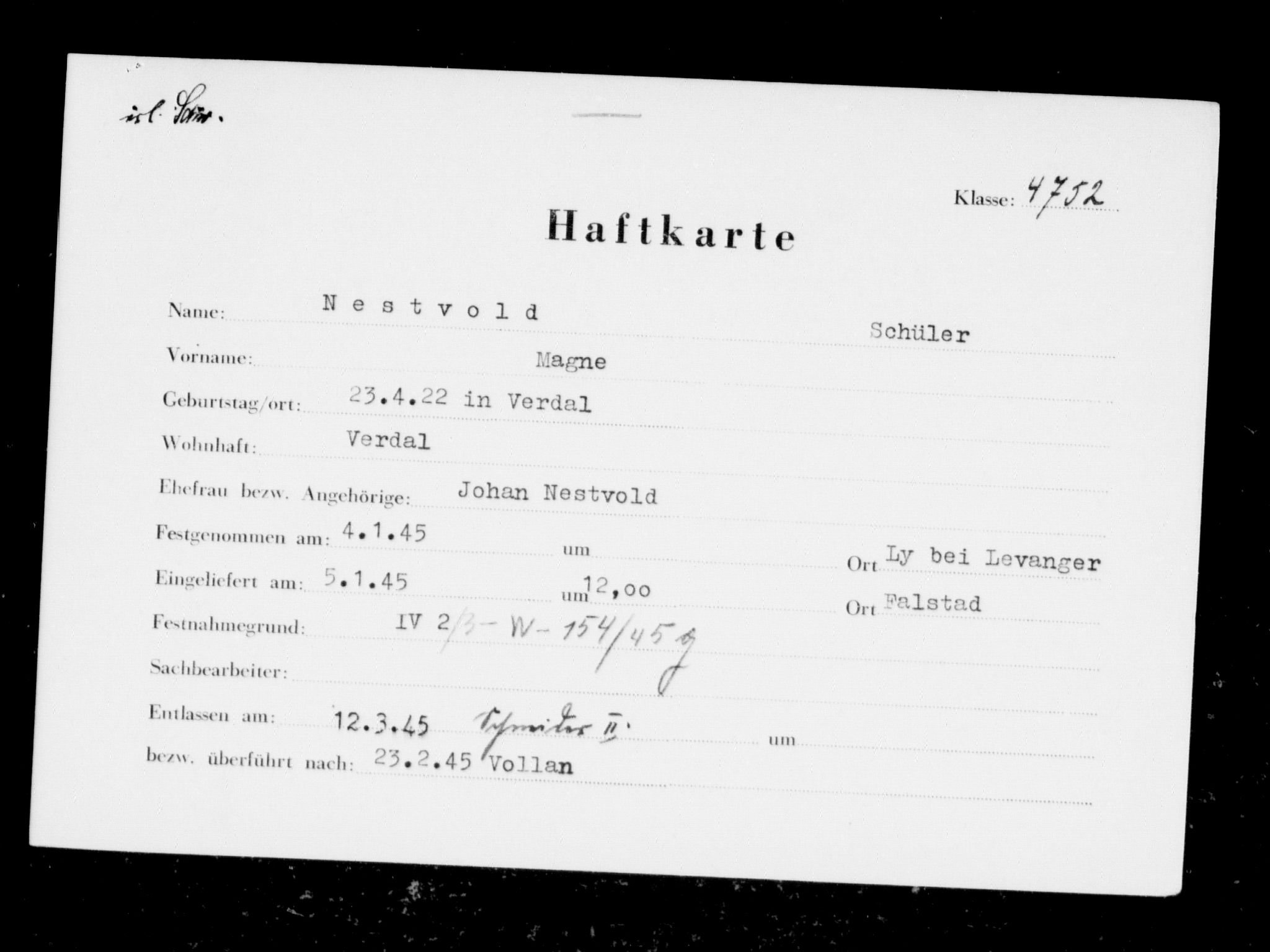 Befehlshaber der Sicherheitspolizei und des SD, AV/RA-RAFA-5969/F/Fc/L0009: Fangeregister Falstad: Neslund og Nest - P, 1941-1945