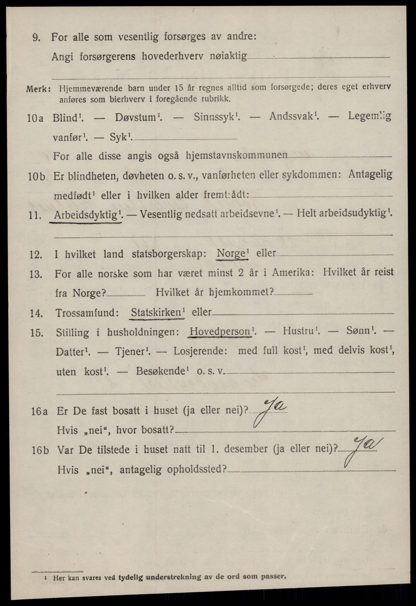 SAT, 1920 census for Tingvoll, 1920, p. 5245