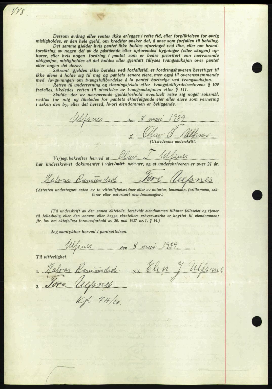 Nordmøre sorenskriveri, AV/SAT-A-4132/1/2/2Ca: Mortgage book no. B85, 1939-1939, Diary no: : 1679/1939