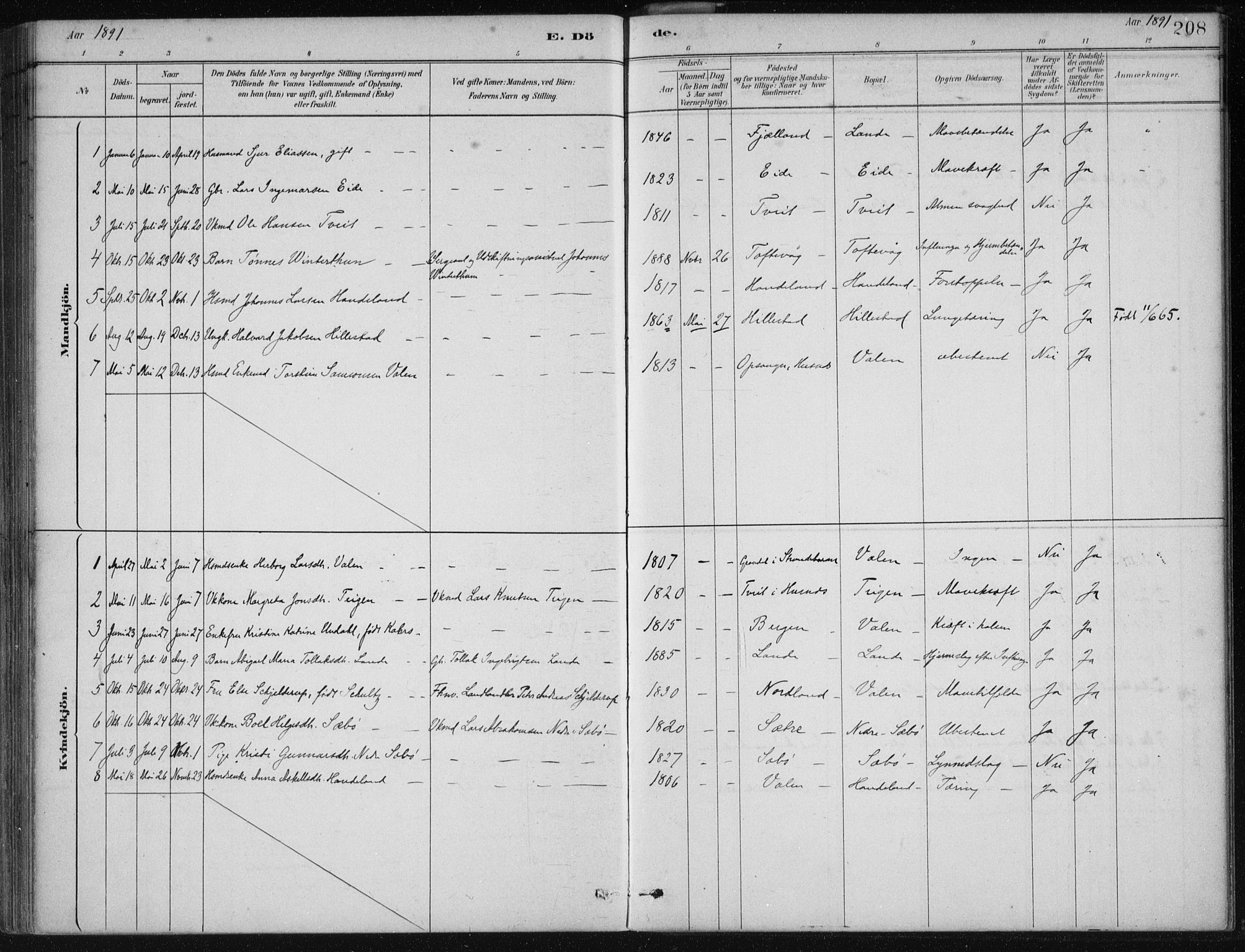 Fjelberg sokneprestembete, SAB/A-75201/H/Haa: Parish register (official) no. C  1, 1879-1918, p. 208