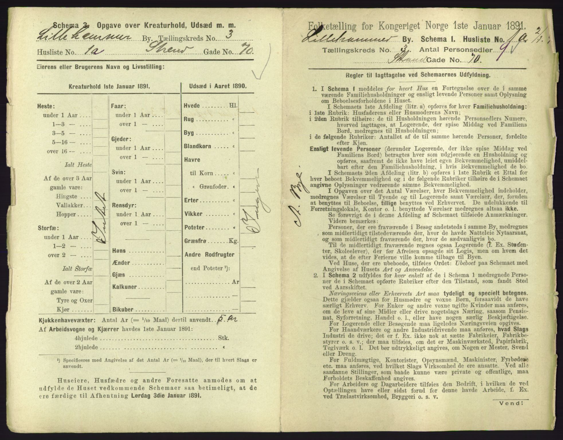 RA, 1891 census for 0501 Lillehammer, 1891, p. 369