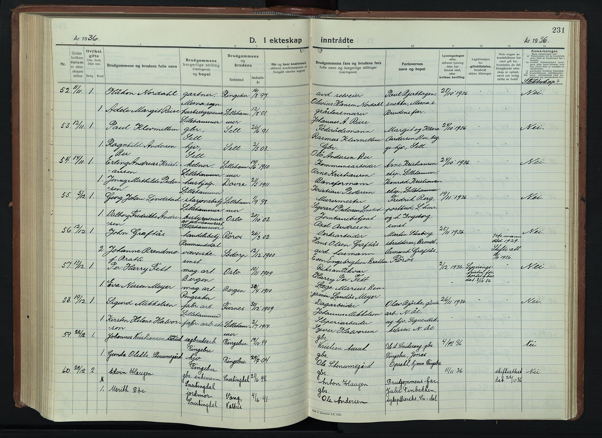 Lillehammer prestekontor, AV/SAH-PREST-088/H/Ha/Hab/L0003: Parish register (copy) no. 3, 1927-1943, p. 231