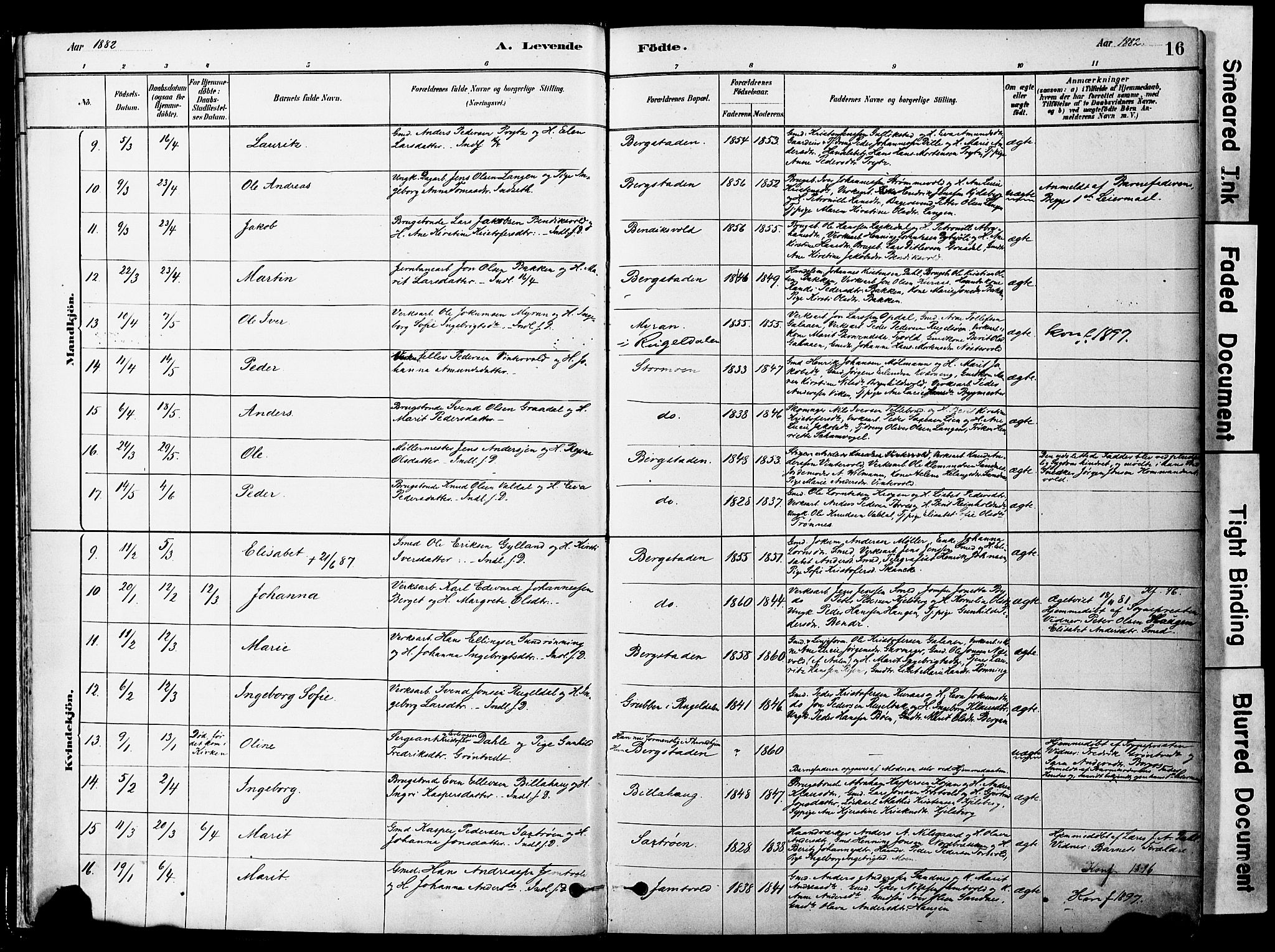 Ministerialprotokoller, klokkerbøker og fødselsregistre - Sør-Trøndelag, SAT/A-1456/681/L0933: Parish register (official) no. 681A11, 1879-1890, p. 16