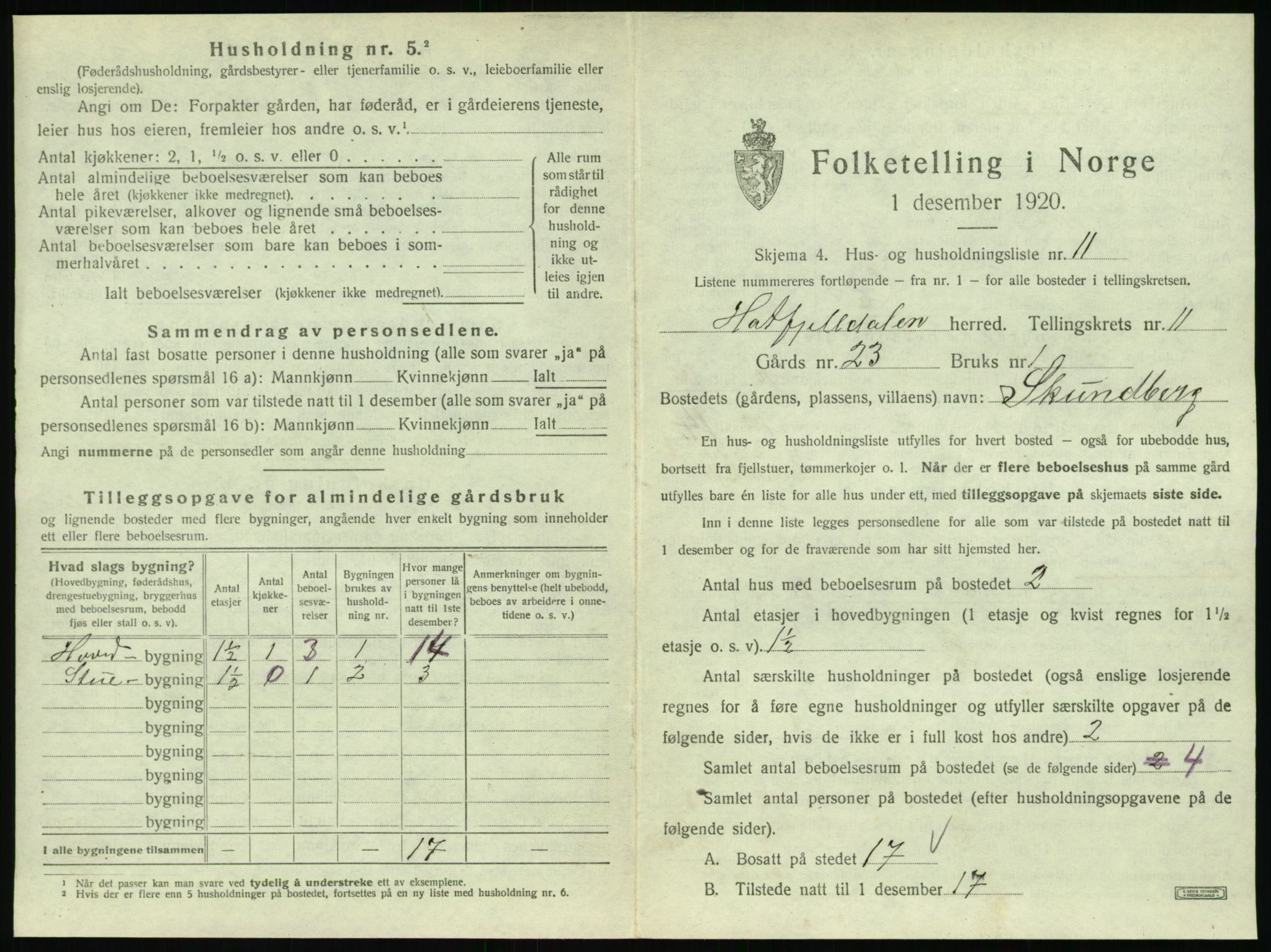 SAT, 1920 census for Hattfjelldal, 1920, p. 358